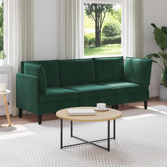 Woonkamer Meubelset met kussen 3 pcs Donkergroen Fluweel is nu te koop bij PeponiXL, paradijselijk wonen!