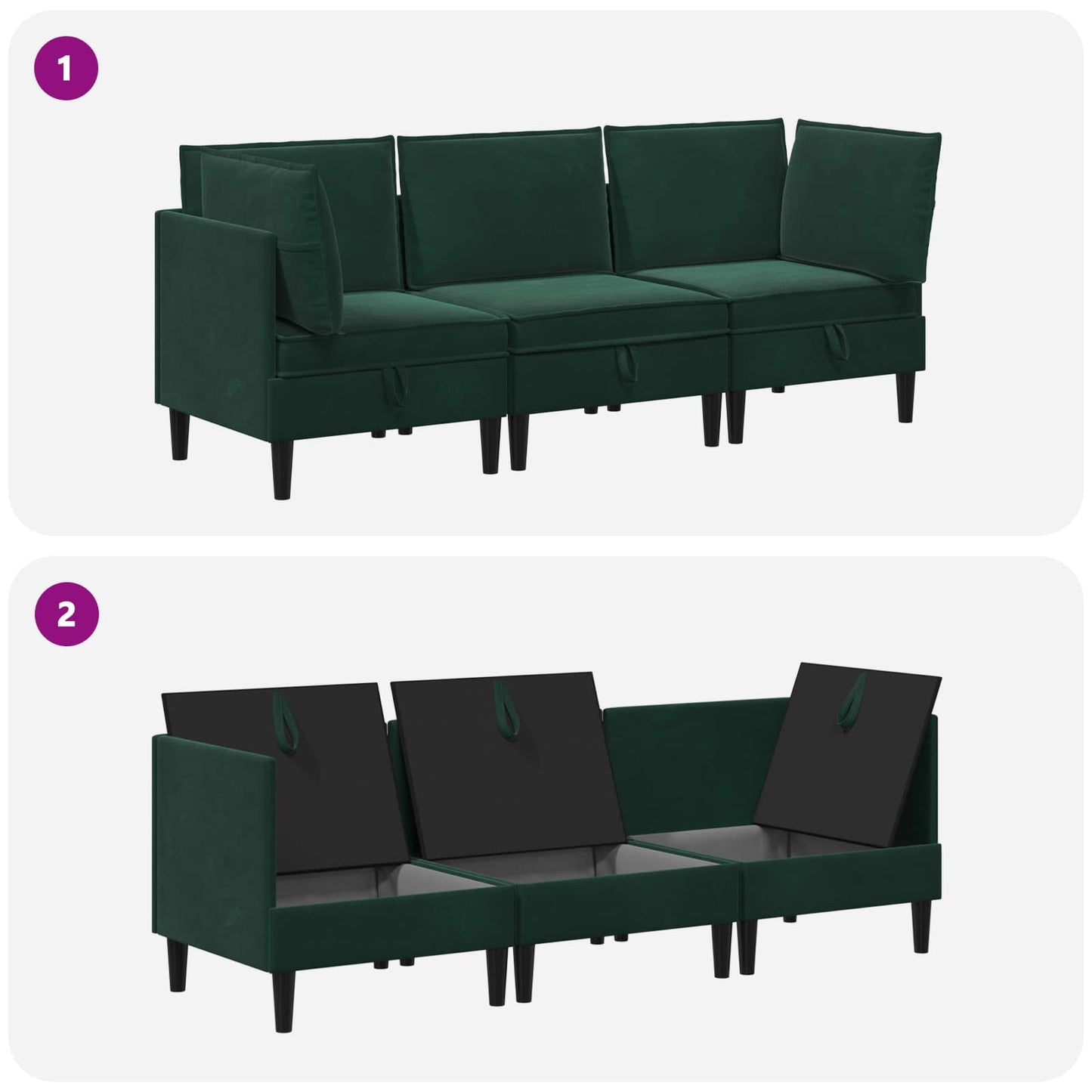Woonkamer Meubelset met kussen 3 pcs Donkergroen Fluweel is nu te koop bij PeponiXL, paradijselijk wonen!