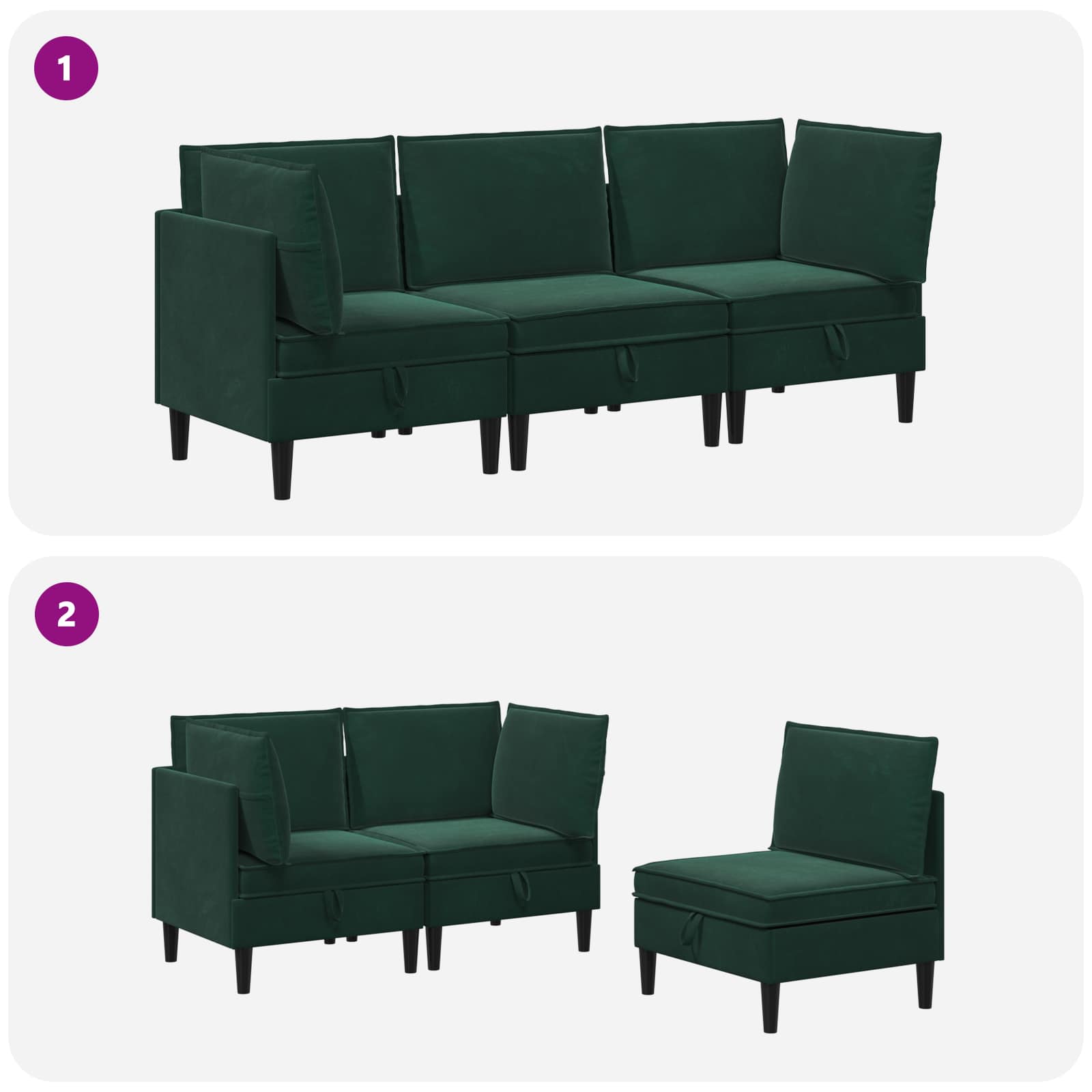 Woonkamer Meubelset met kussen 3 pcs Donkergroen Fluweel is nu te koop bij PeponiXL, paradijselijk wonen!