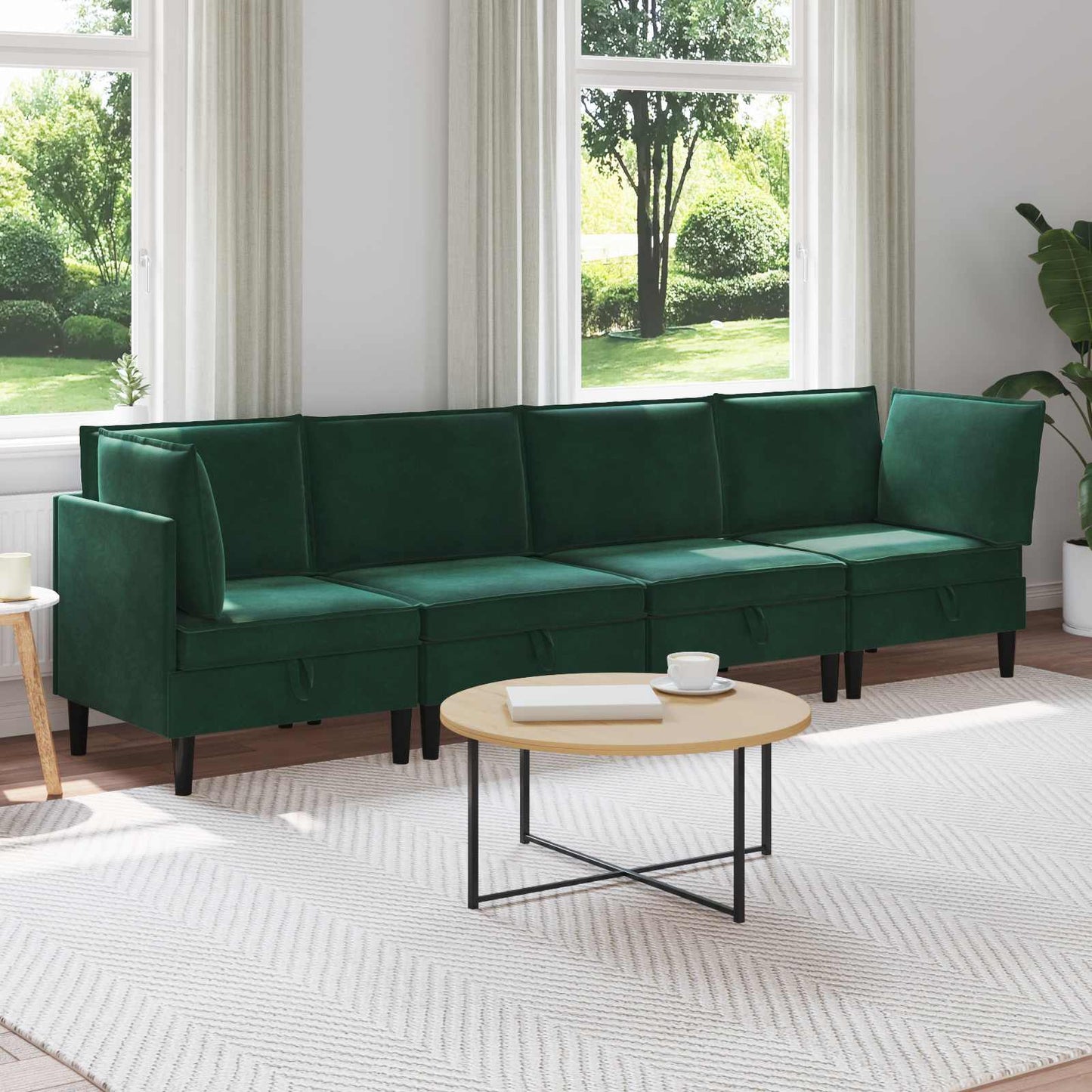 Woonkamer Meubelset met kussen 4 pcs Donkergroen Fluweel is nu te koop bij PeponiXL, paradijselijk wonen!