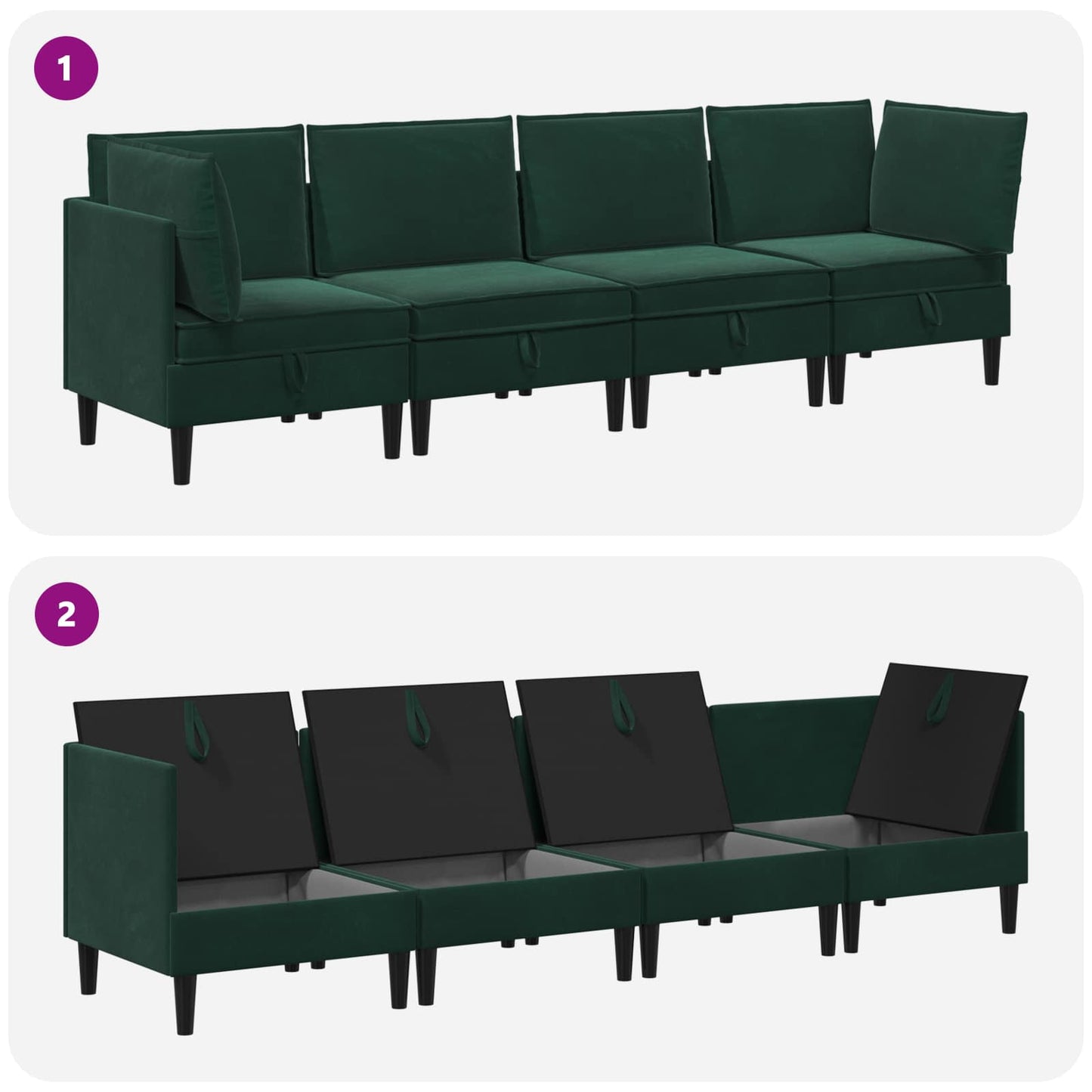 Woonkamer Meubelset met kussen 4 pcs Donkergroen Fluweel is nu te koop bij PeponiXL, paradijselijk wonen!