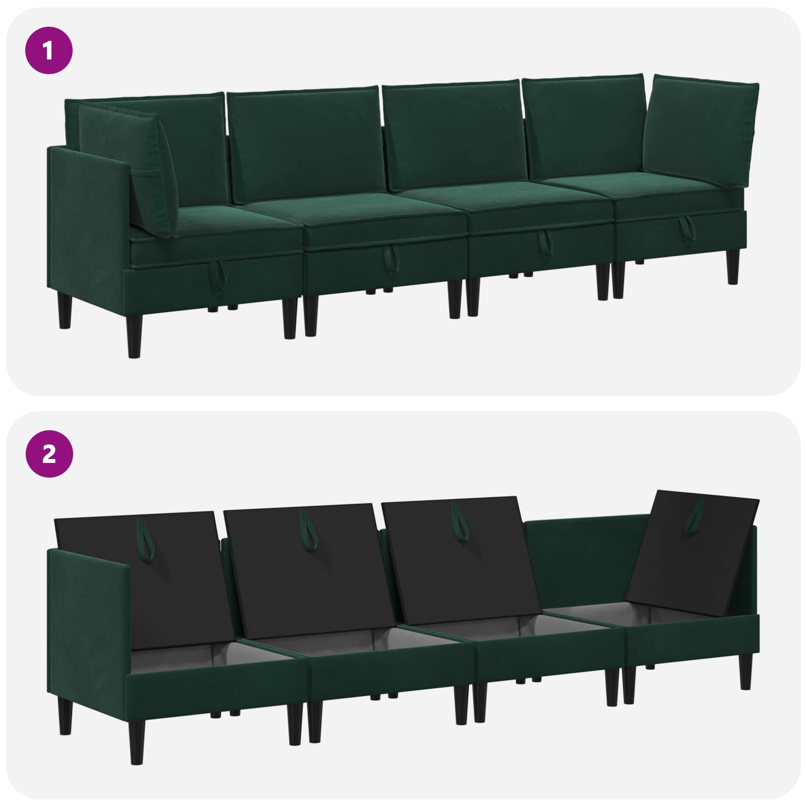 Woonkamer Meubelset met kussen 4 pcs Donkergroen Fluweel is nu te koop bij PeponiXL, paradijselijk wonen!