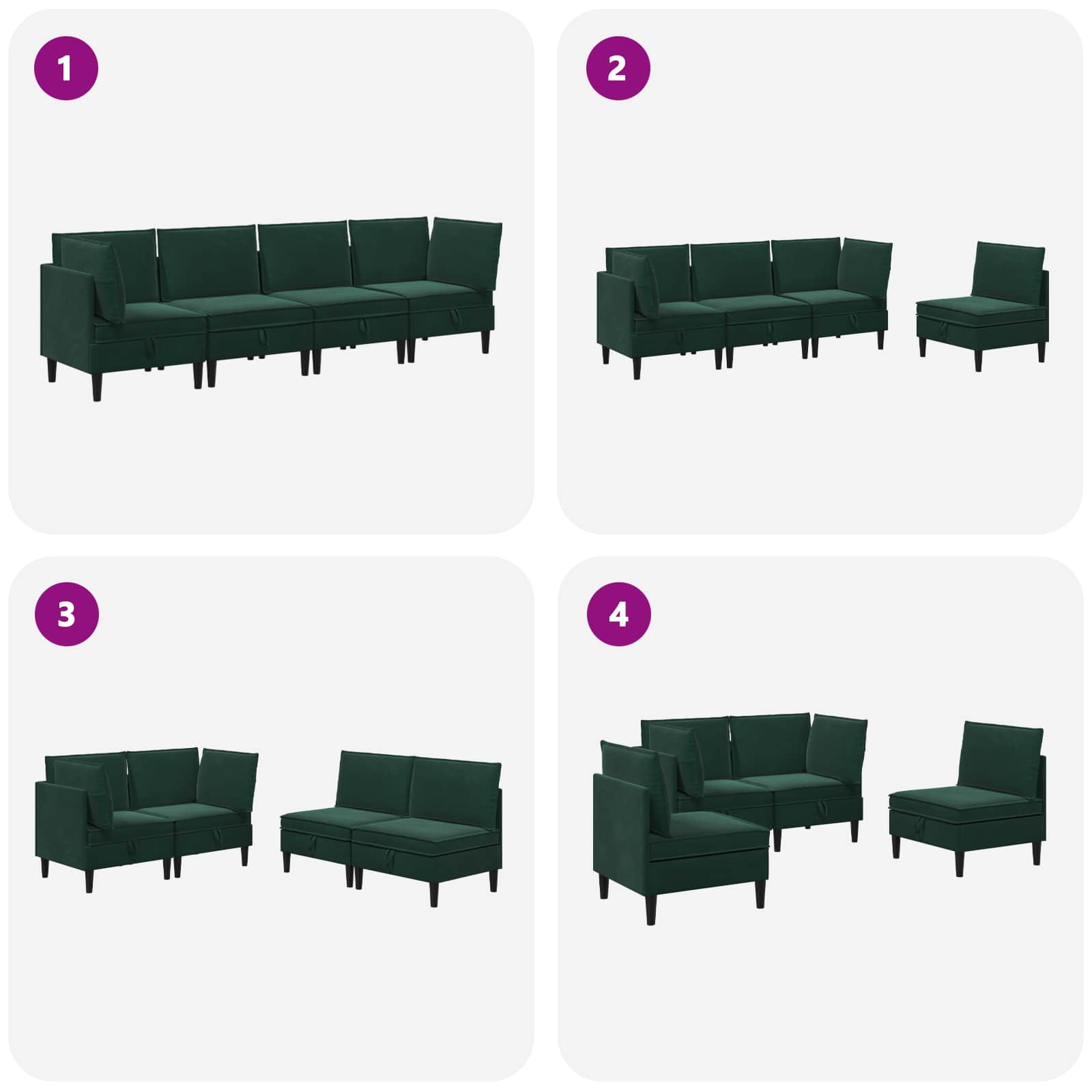 Woonkamer Meubelset met kussen 4 pcs Donkergroen Fluweel is nu te koop bij PeponiXL, paradijselijk wonen!