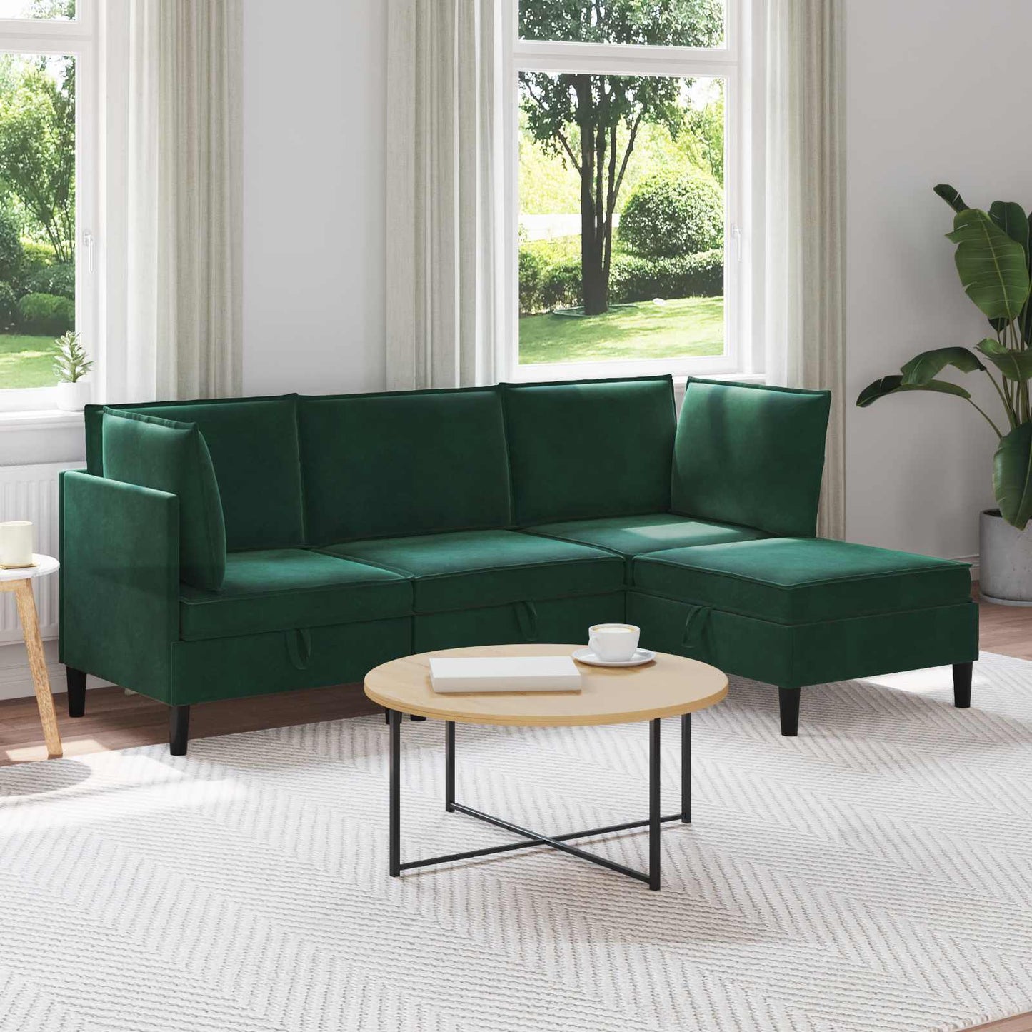 Woonkamer Meubelset met kussen 4 pcs Donkergroen Fluweel is nu te koop bij PeponiXL, paradijselijk wonen!