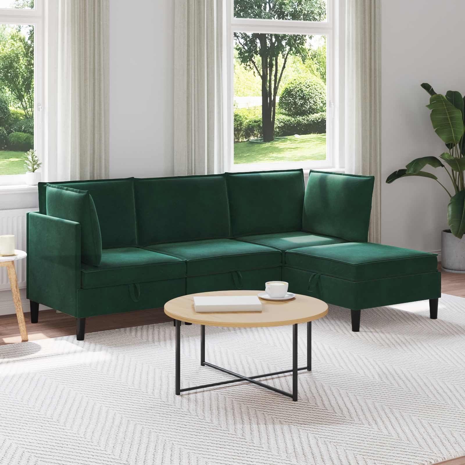 Woonkamer Meubelset met kussen 4 pcs Donkergroen Fluweel is nu te koop bij PeponiXL, paradijselijk wonen!
