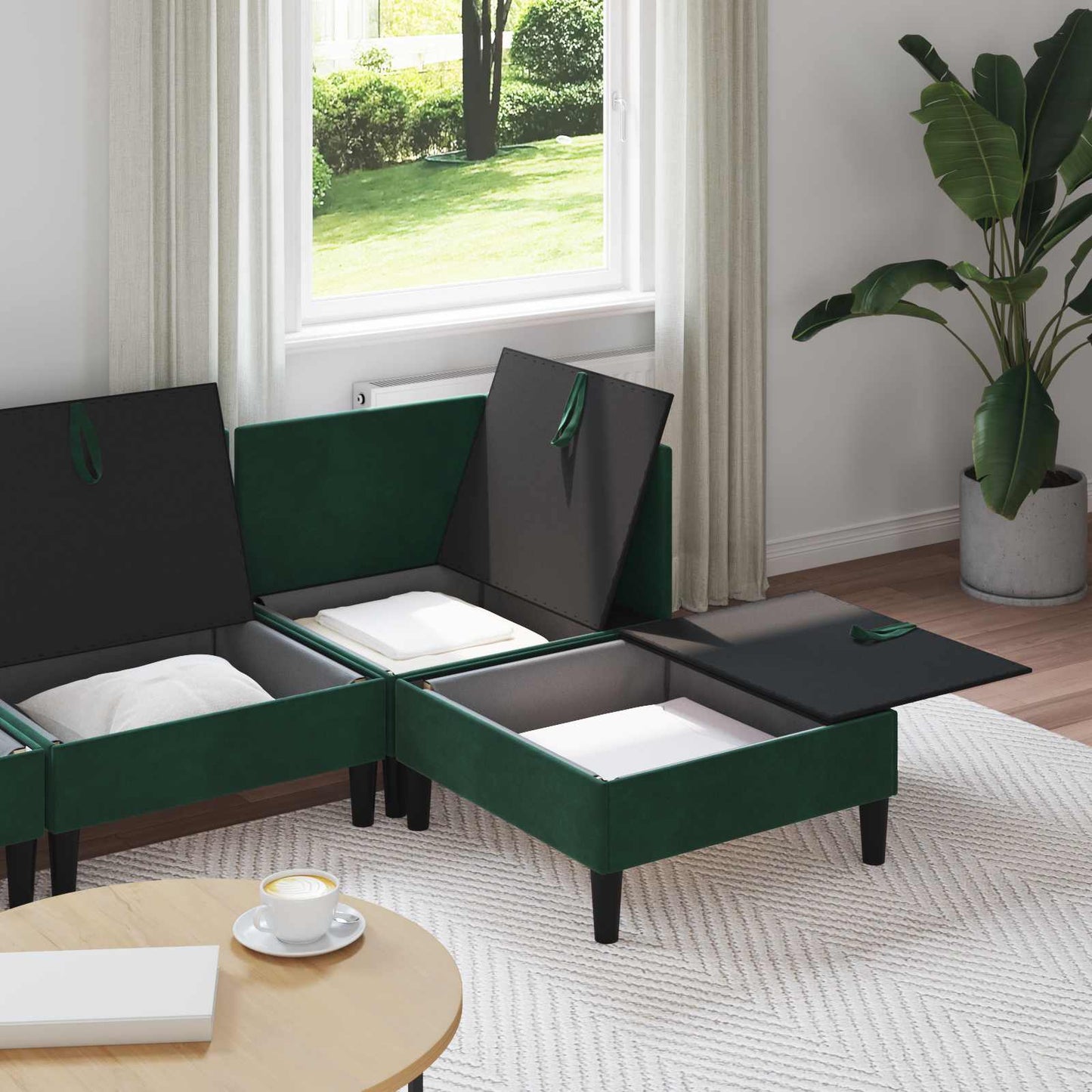 Woonkamer Meubelset met kussen 4 pcs Donkergroen Fluweel is nu te koop bij PeponiXL, paradijselijk wonen!