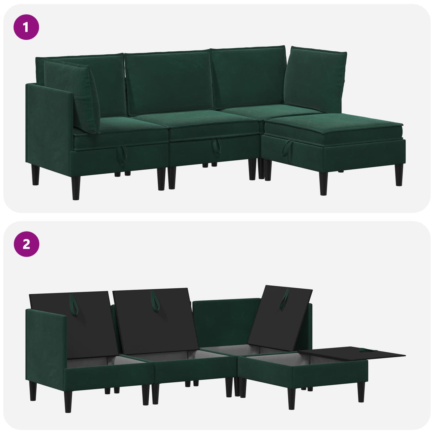 Woonkamer Meubelset met kussen 4 pcs Donkergroen Fluweel is nu te koop bij PeponiXL, paradijselijk wonen!