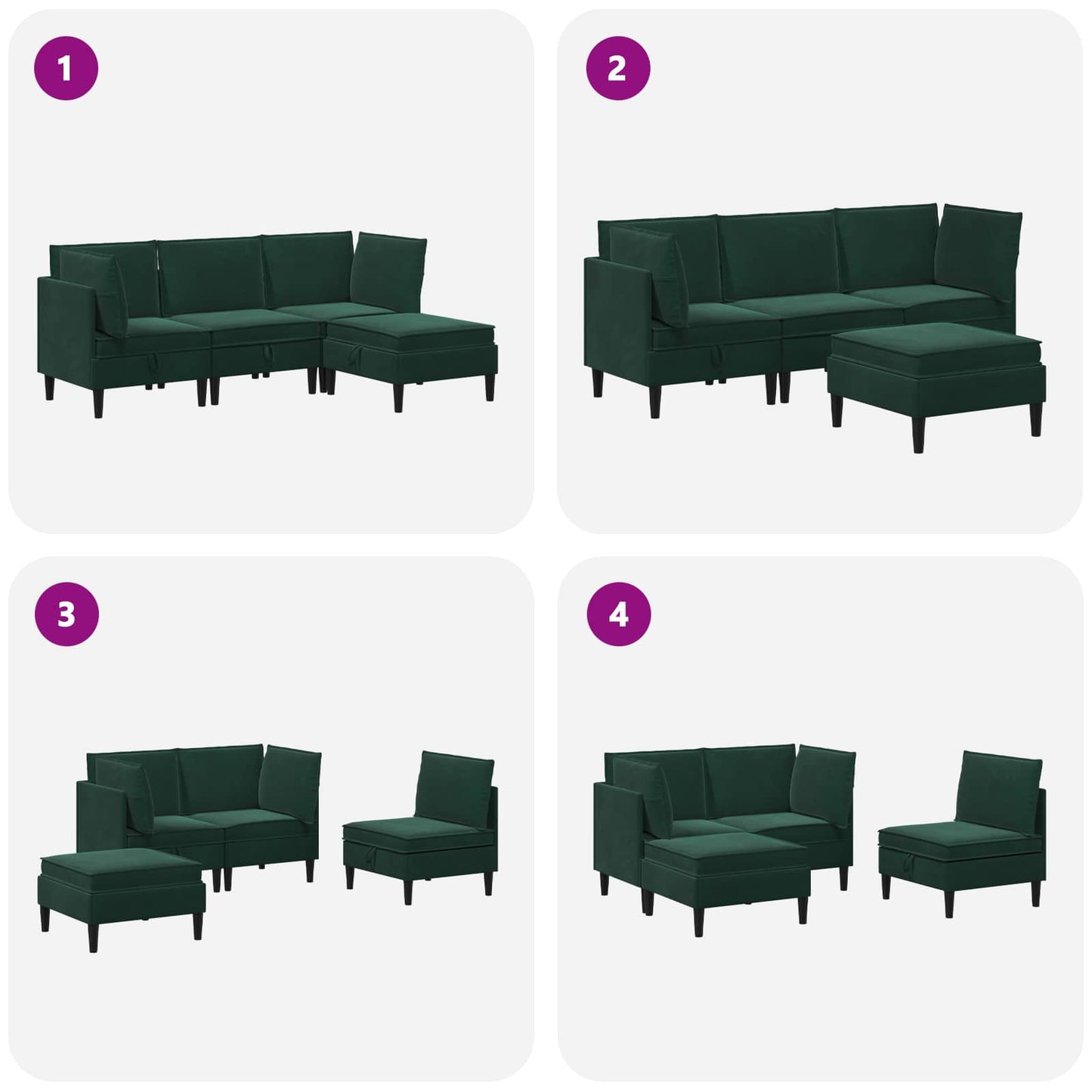 Woonkamer Meubelset met kussen 4 pcs Donkergroen Fluweel is nu te koop bij PeponiXL, paradijselijk wonen!