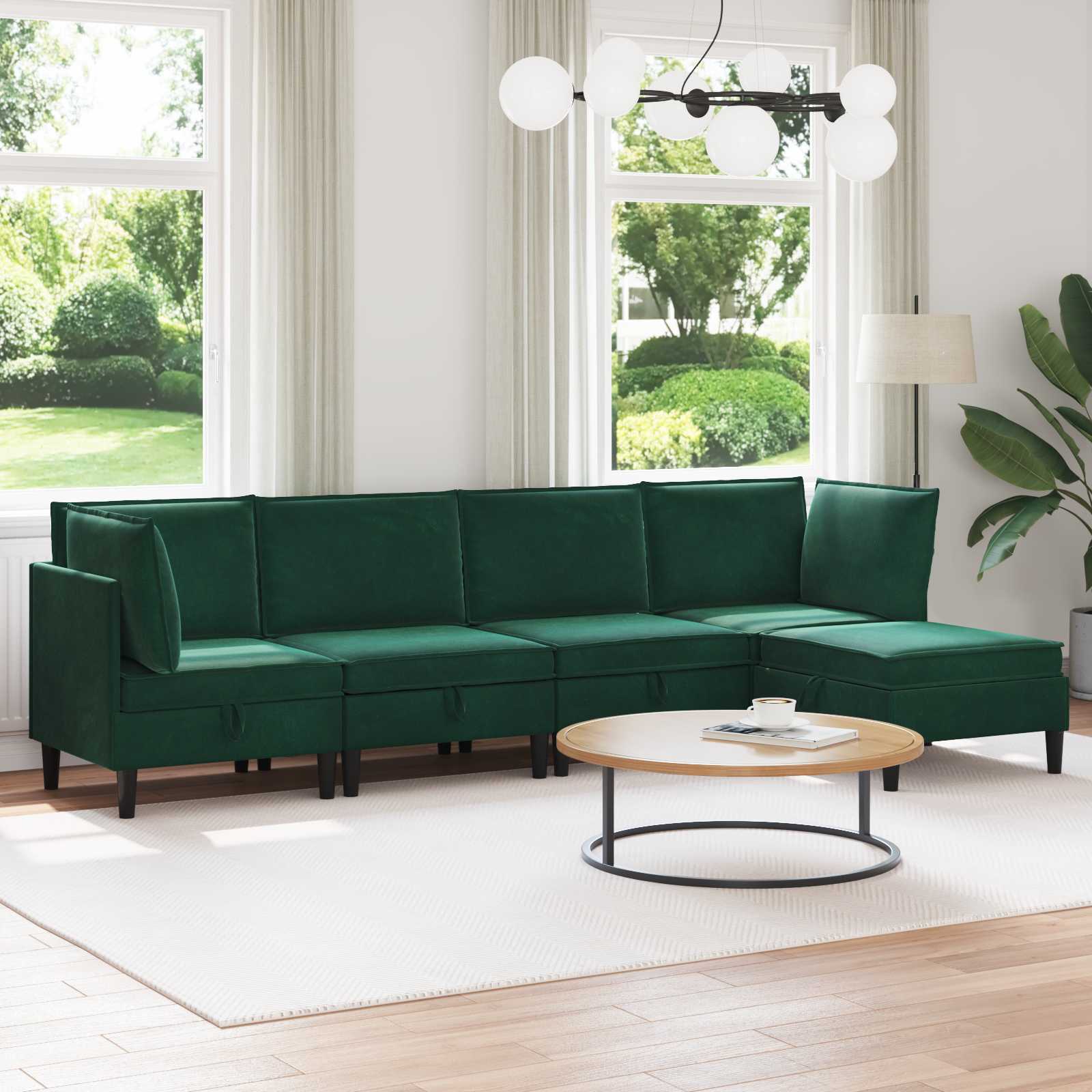 Woonkamer Meubelset met kussen 5 pcs Donkergroen Fluweel is nu te koop bij PeponiXL, paradijselijk wonen!