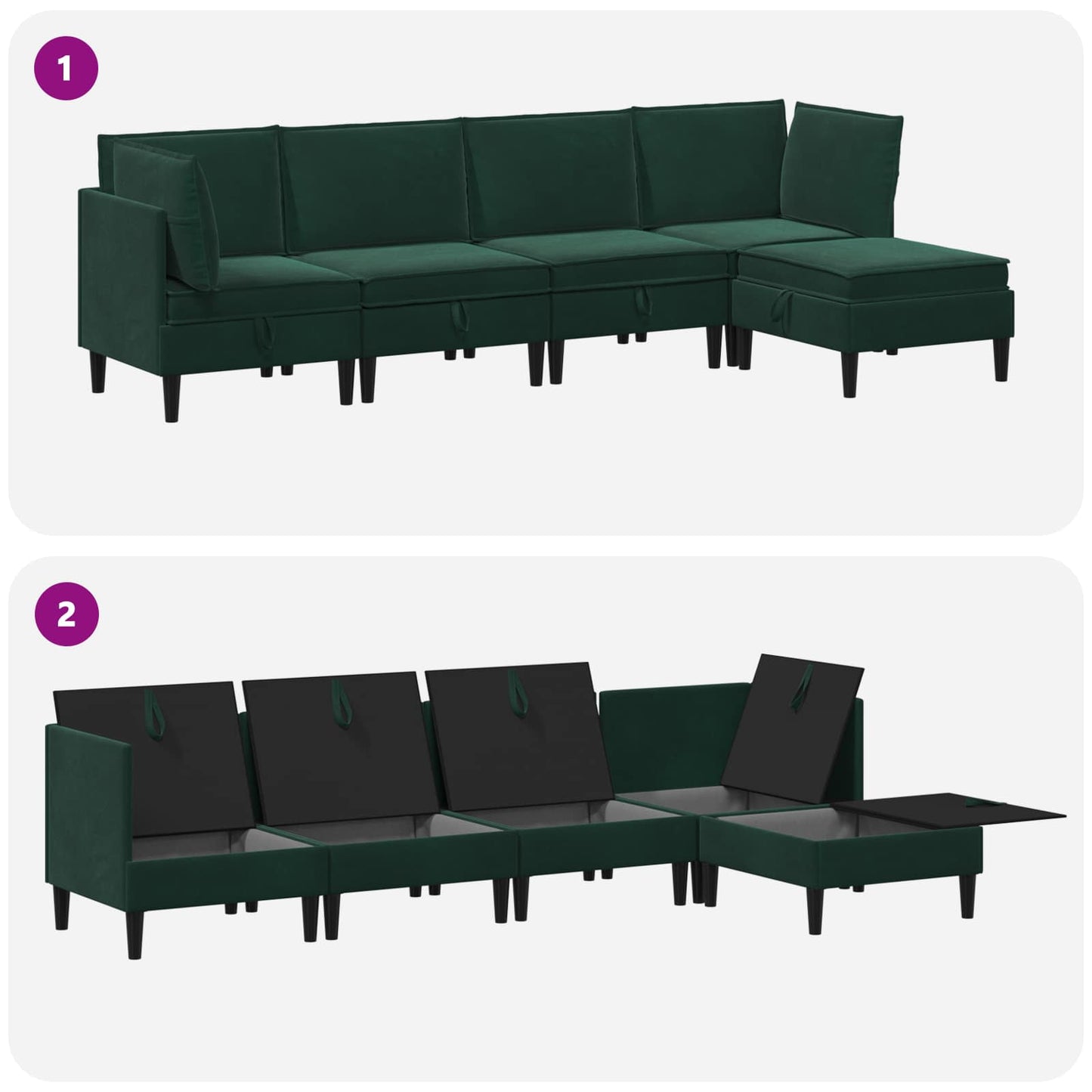 Woonkamer Meubelset met kussen 5 pcs Donkergroen Fluweel is nu te koop bij PeponiXL, paradijselijk wonen!