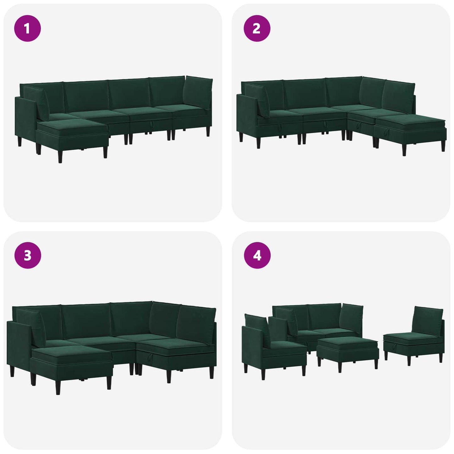 Woonkamer Meubelset met kussen 5 pcs Donkergroen Fluweel is nu te koop bij PeponiXL, paradijselijk wonen!