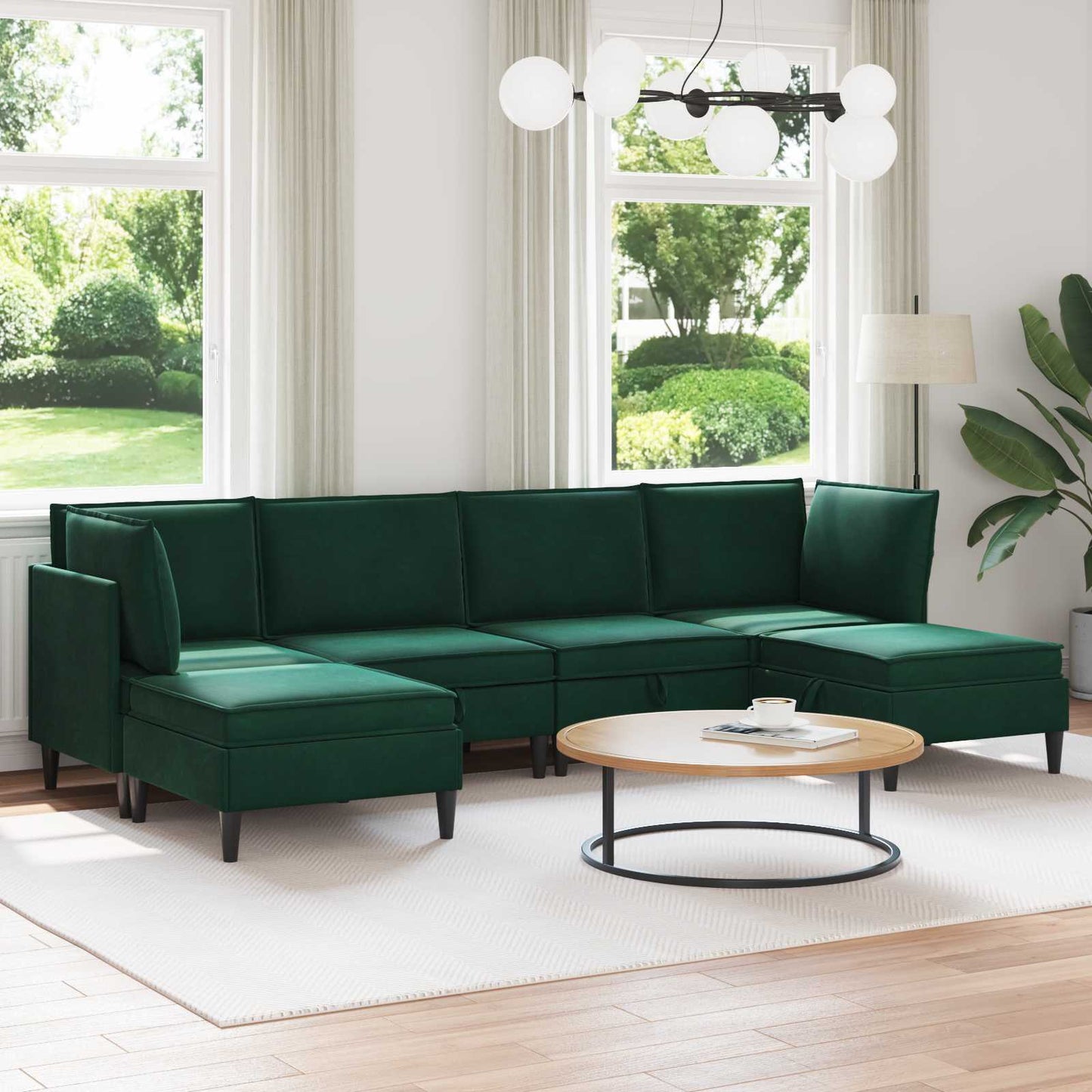 Woonkamer Meubelset met kussen 6 pcs Donkergroen Fluweel is nu te koop bij PeponiXL, paradijselijk wonen!