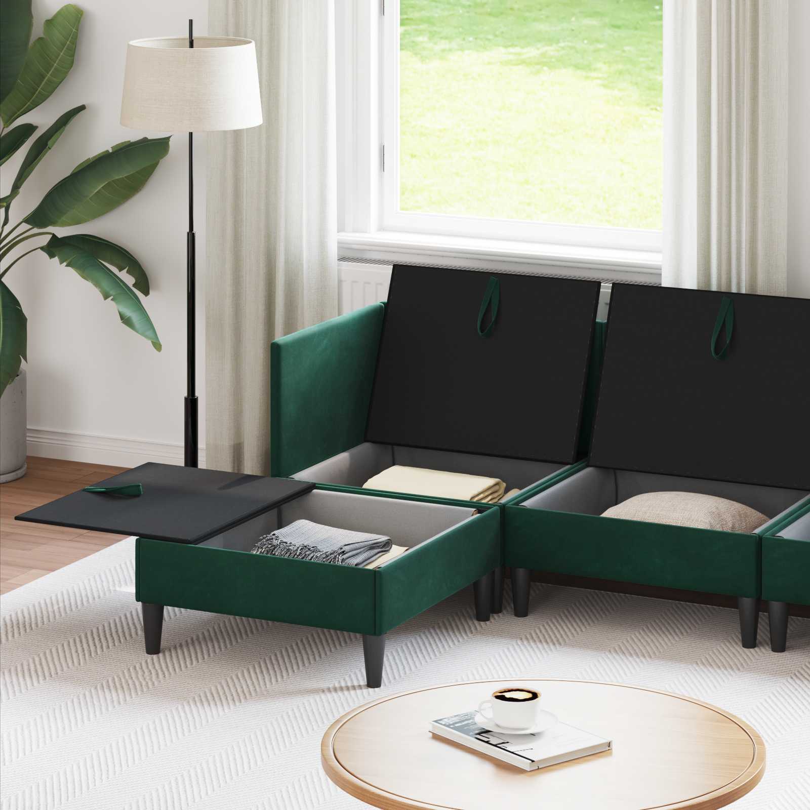Woonkamer Meubelset met kussen 6 pcs Donkergroen Fluweel is nu te koop bij PeponiXL, paradijselijk wonen!