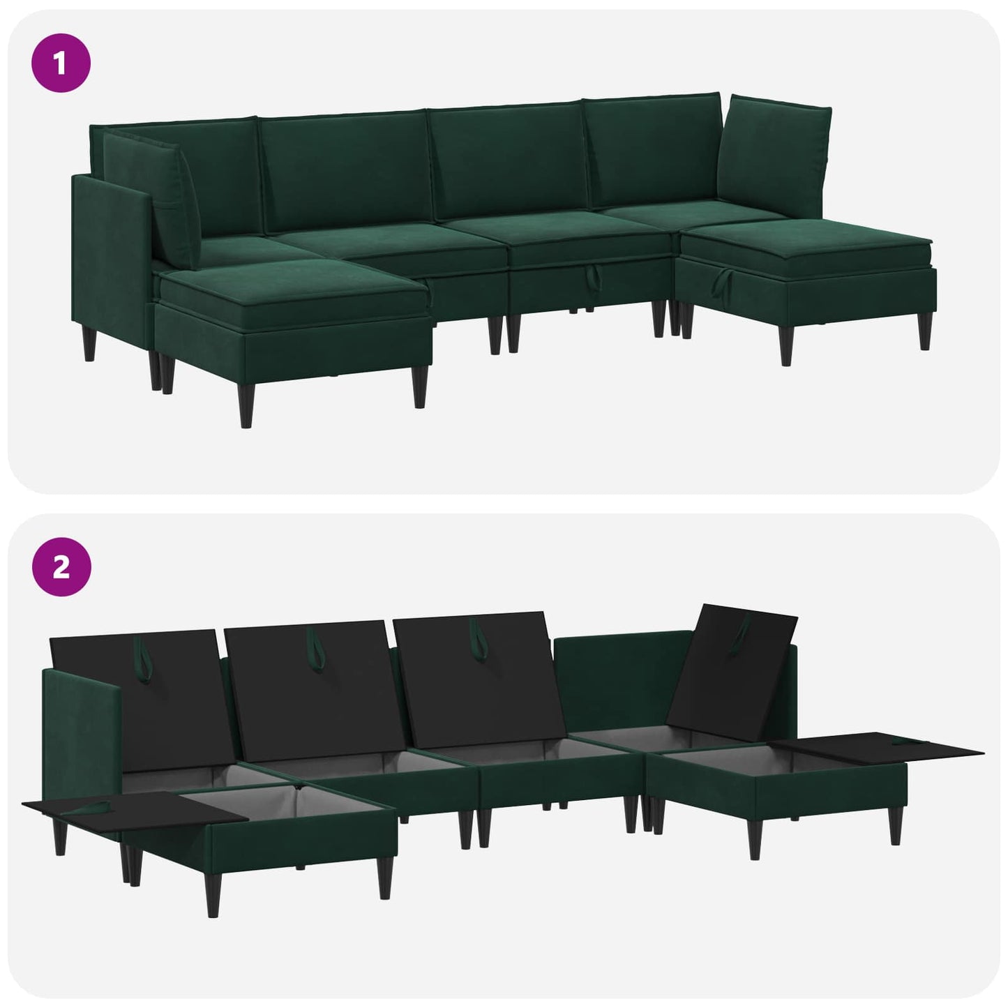 Woonkamer Meubelset met kussen 6 pcs Donkergroen Fluweel is nu te koop bij PeponiXL, paradijselijk wonen!