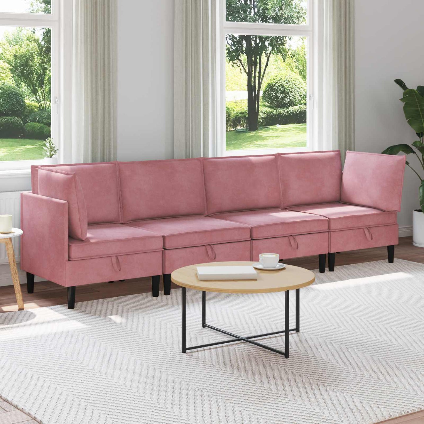 Woonkamer Meubelset met kussen met opslag 4 pcs Roze Fluweel is nu te koop bij PeponiXL, paradijselijk wonen!