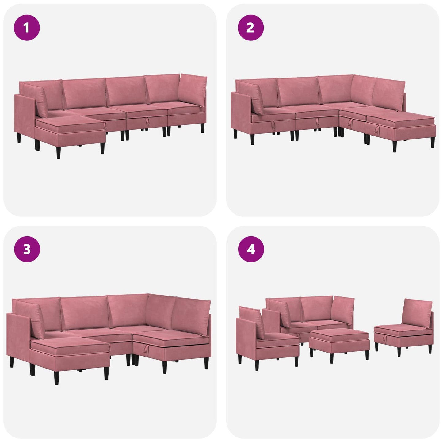 Woonkamer Meubelset met kussen met opslag 5 pcs Roze Fluweel is nu te koop bij PeponiXL, paradijselijk wonen!