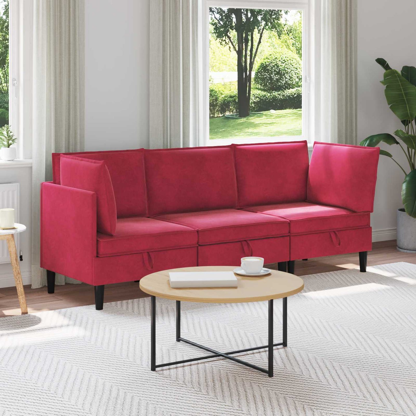 Woonkamer Meubelset met kussen 3 pcs Wijnrood Fluweel is nu te koop bij PeponiXL, paradijselijk wonen!