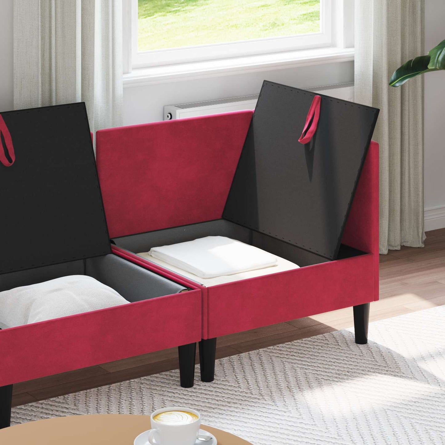 Woonkamer Meubelset met kussen 3 pcs Wijnrood Fluweel is nu te koop bij PeponiXL, paradijselijk wonen!