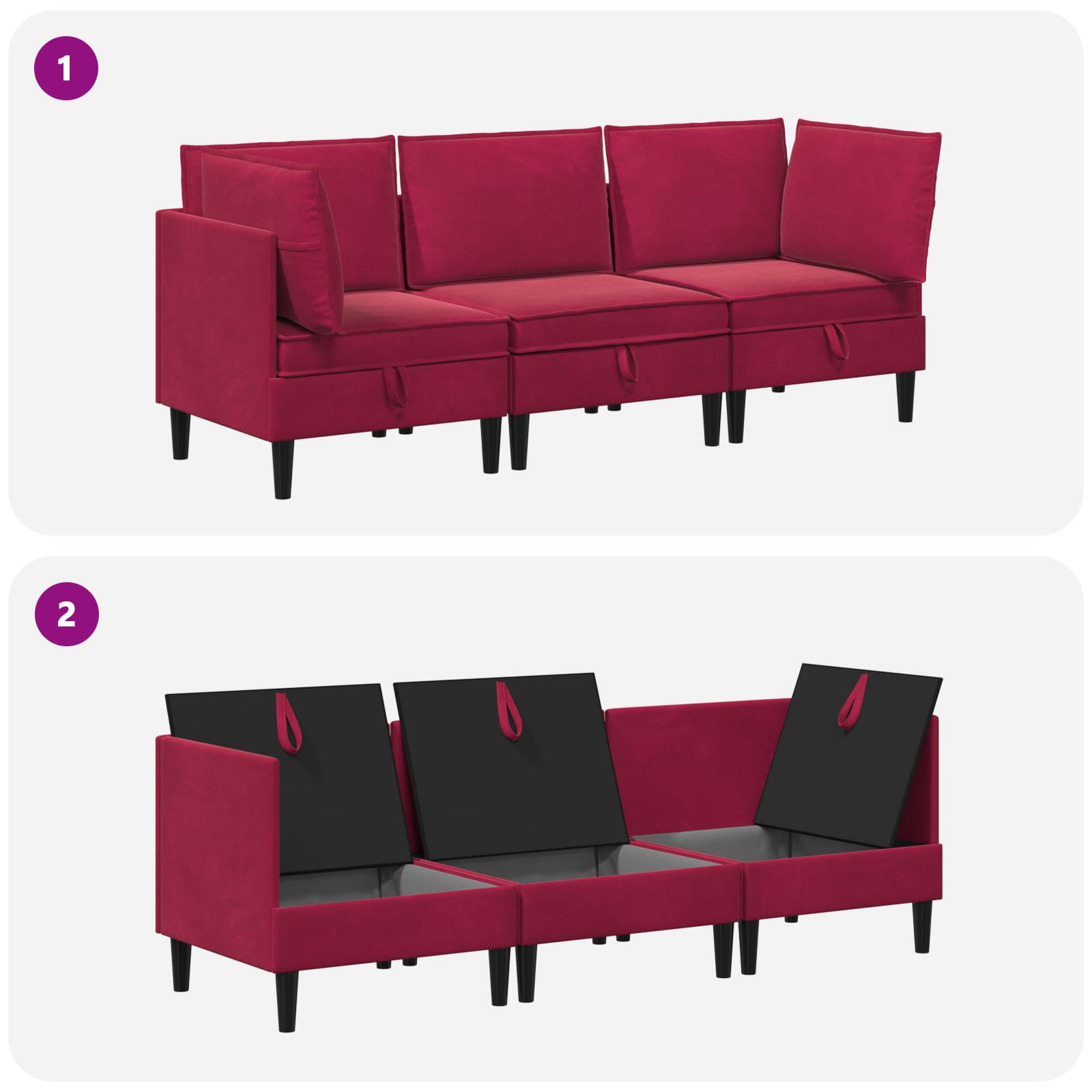 Woonkamer Meubelset met kussen 3 pcs Wijnrood Fluweel is nu te koop bij PeponiXL, paradijselijk wonen!