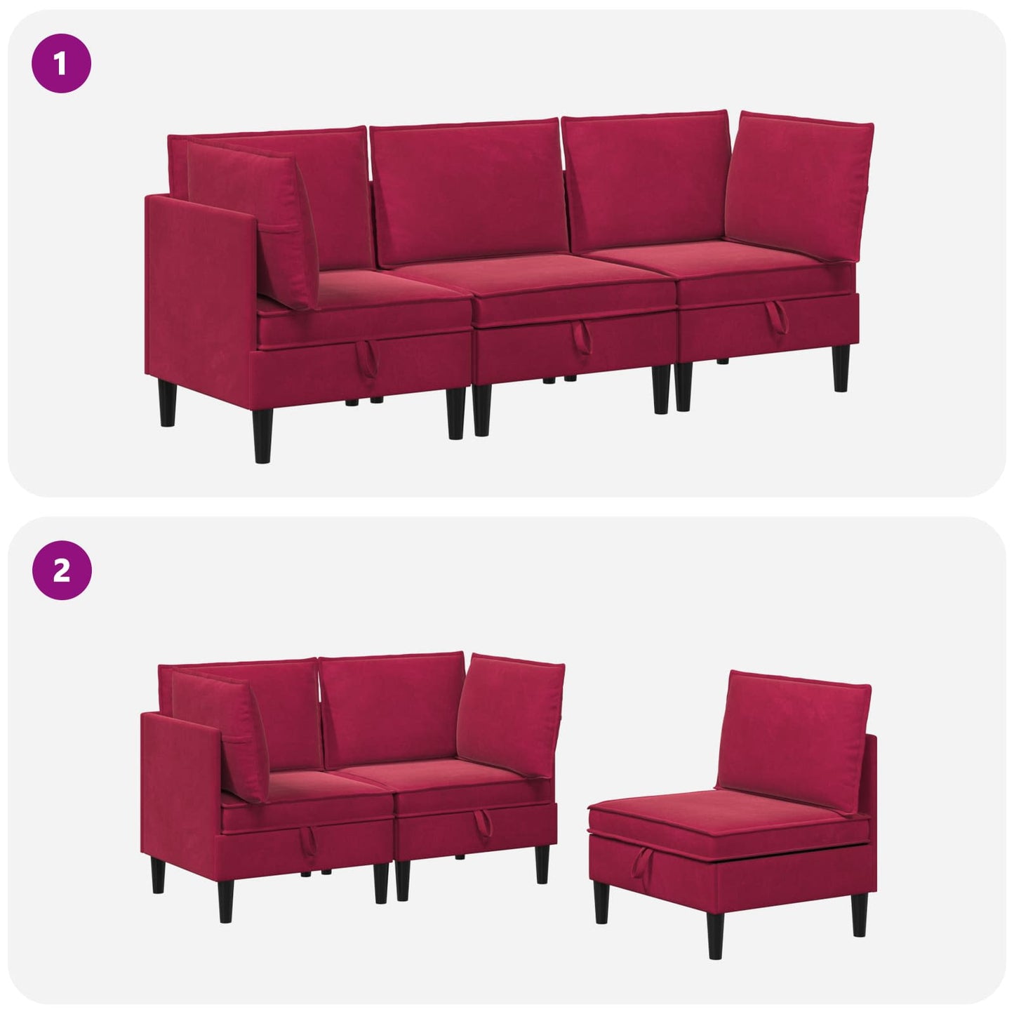 Woonkamer Meubelset met kussen 3 pcs Wijnrood Fluweel is nu te koop bij PeponiXL, paradijselijk wonen!