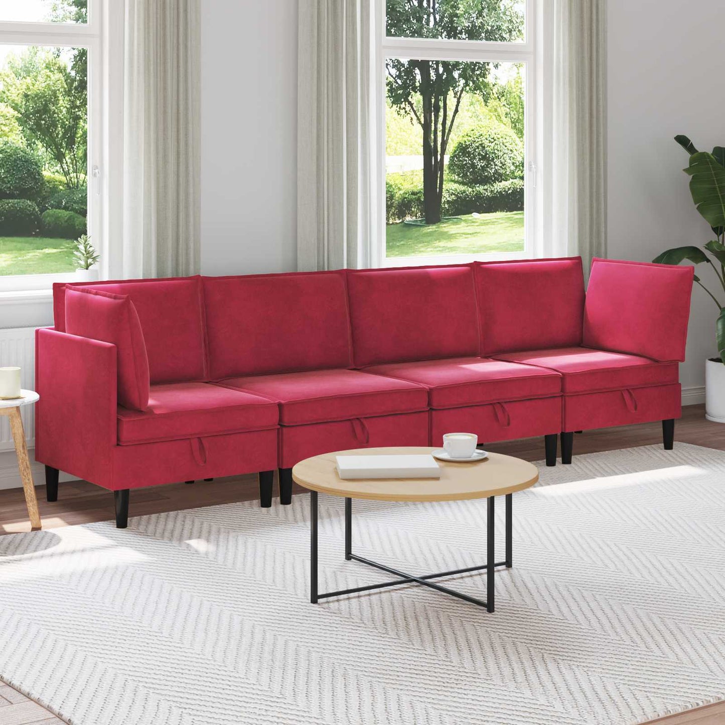 Woonkamer Meubelset met kussen 4 pcs Wijnrood Fluweel is nu te koop bij PeponiXL, paradijselijk wonen!