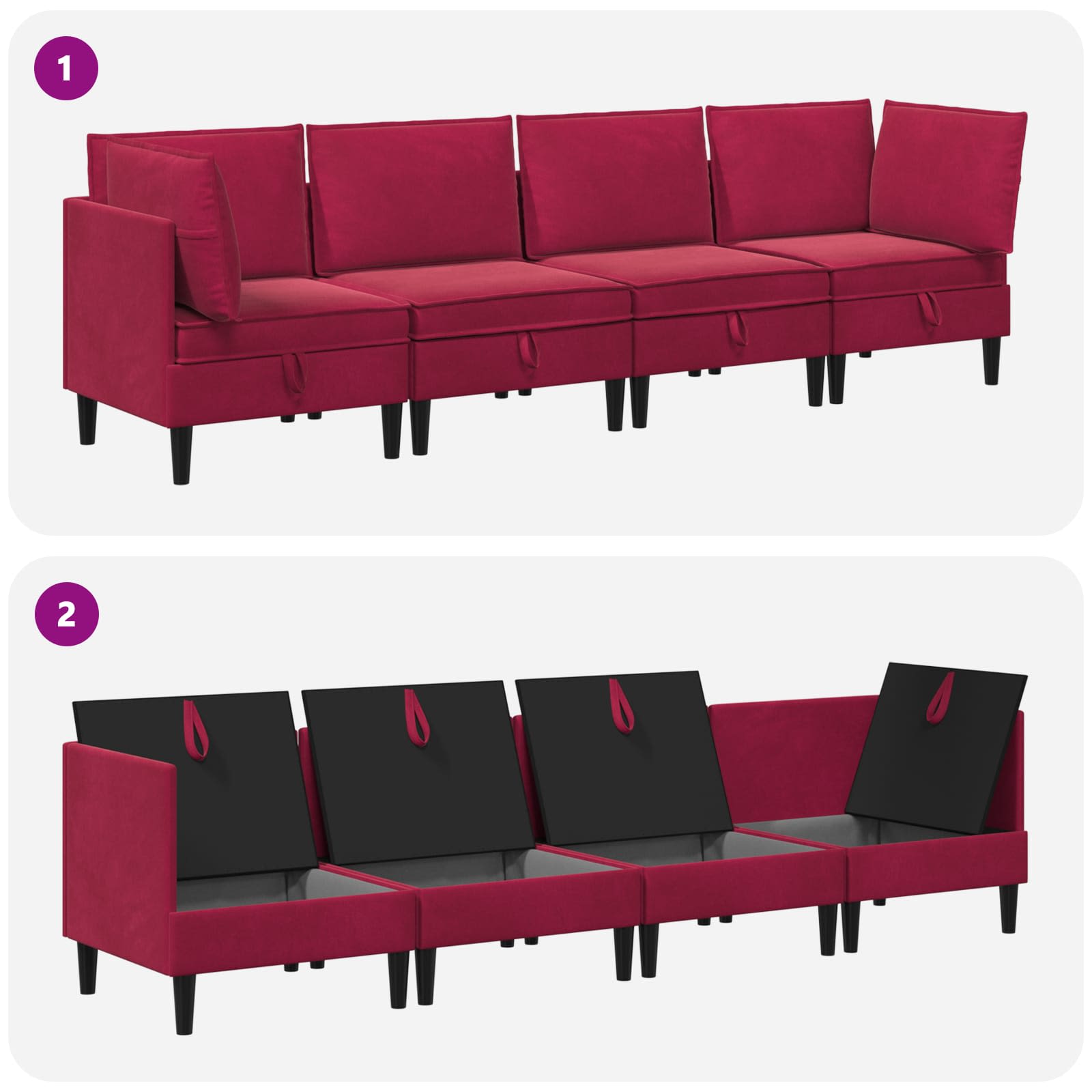 Woonkamer Meubelset met kussen 4 pcs Wijnrood Fluweel is nu te koop bij PeponiXL, paradijselijk wonen!