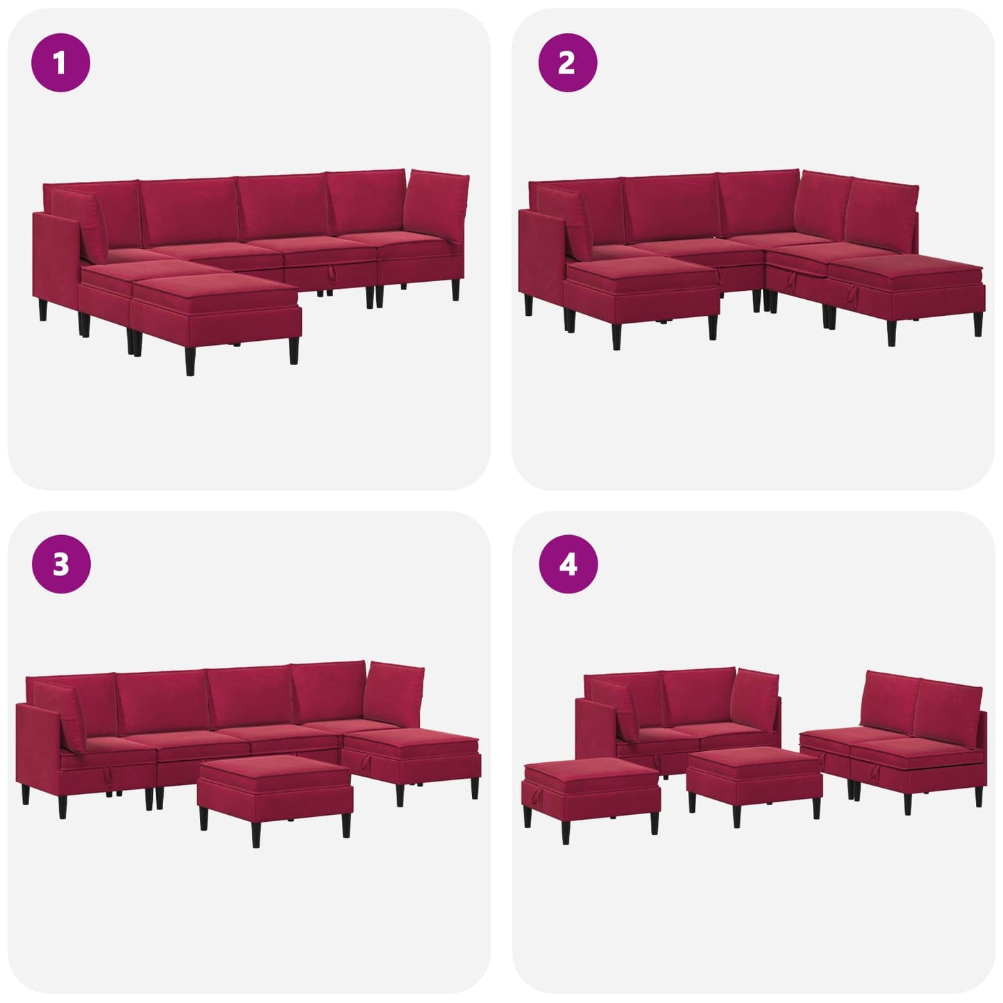 Woonkamer Meubelset met kussen 6 pcs Wijnrood Fluweel is nu te koop bij PeponiXL, paradijselijk wonen!