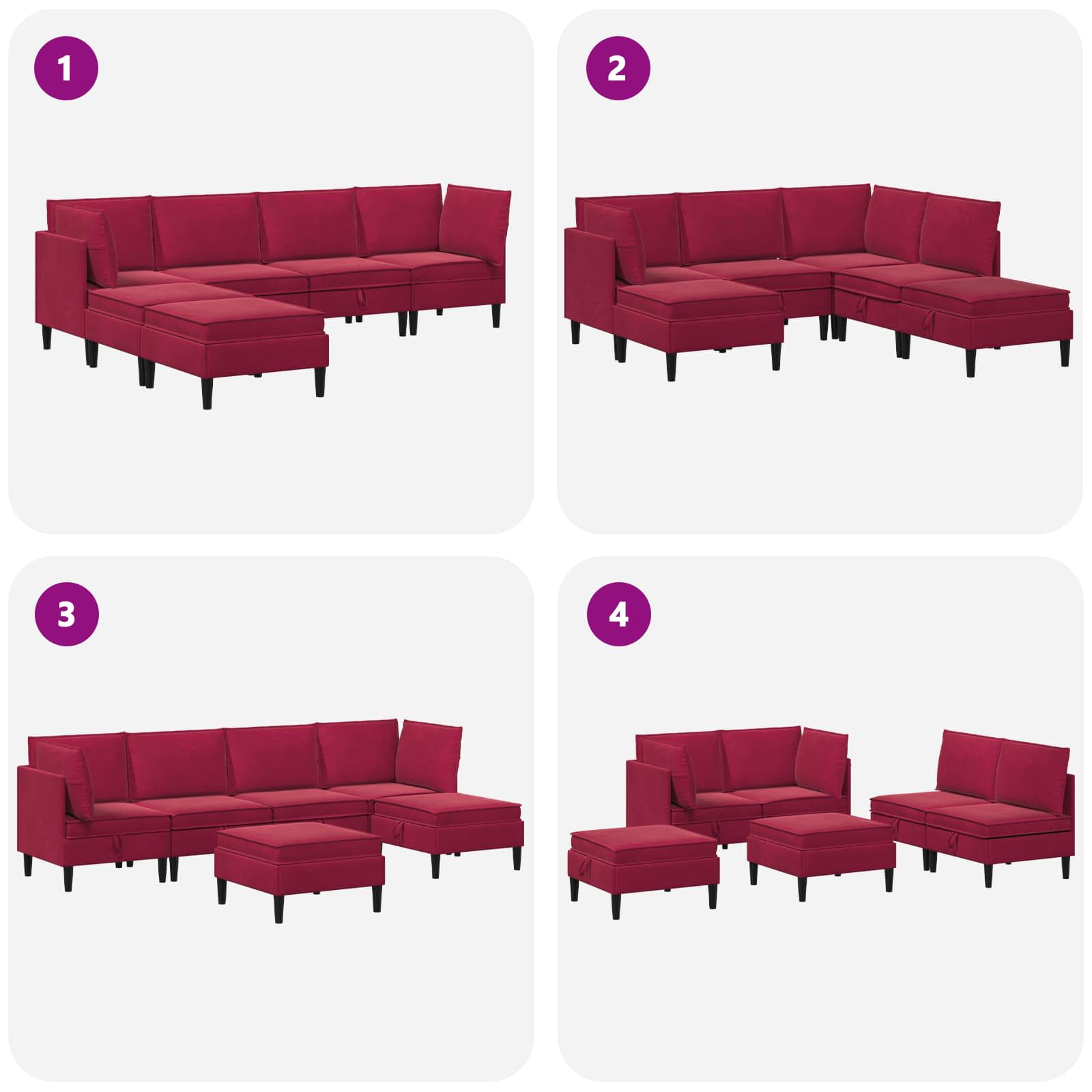 Woonkamer Meubelset met kussen 6 pcs Wijnrood Fluweel is nu te koop bij PeponiXL, paradijselijk wonen!