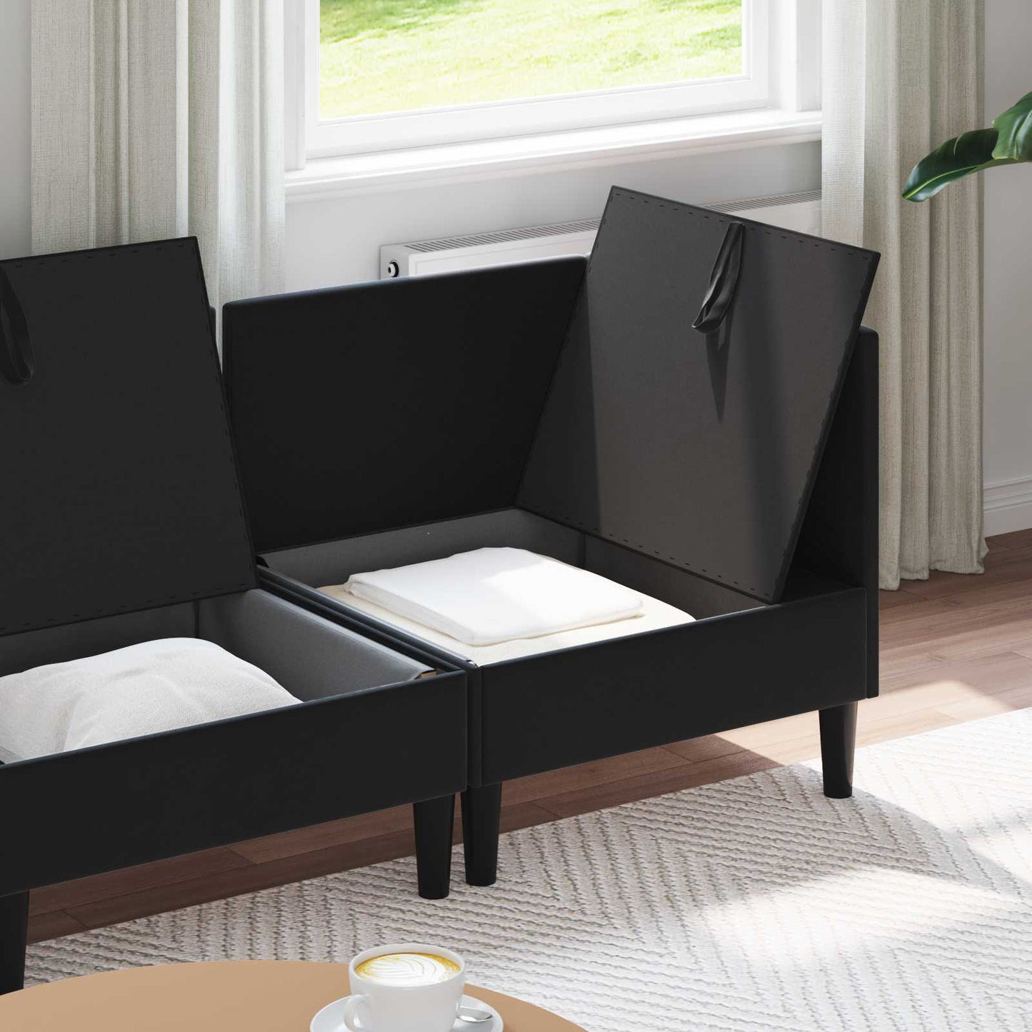Woonkamer Meubelset met kussen met opslag 3 pcs Zwart Fluweel is nu te koop bij PeponiXL, paradijselijk wonen!