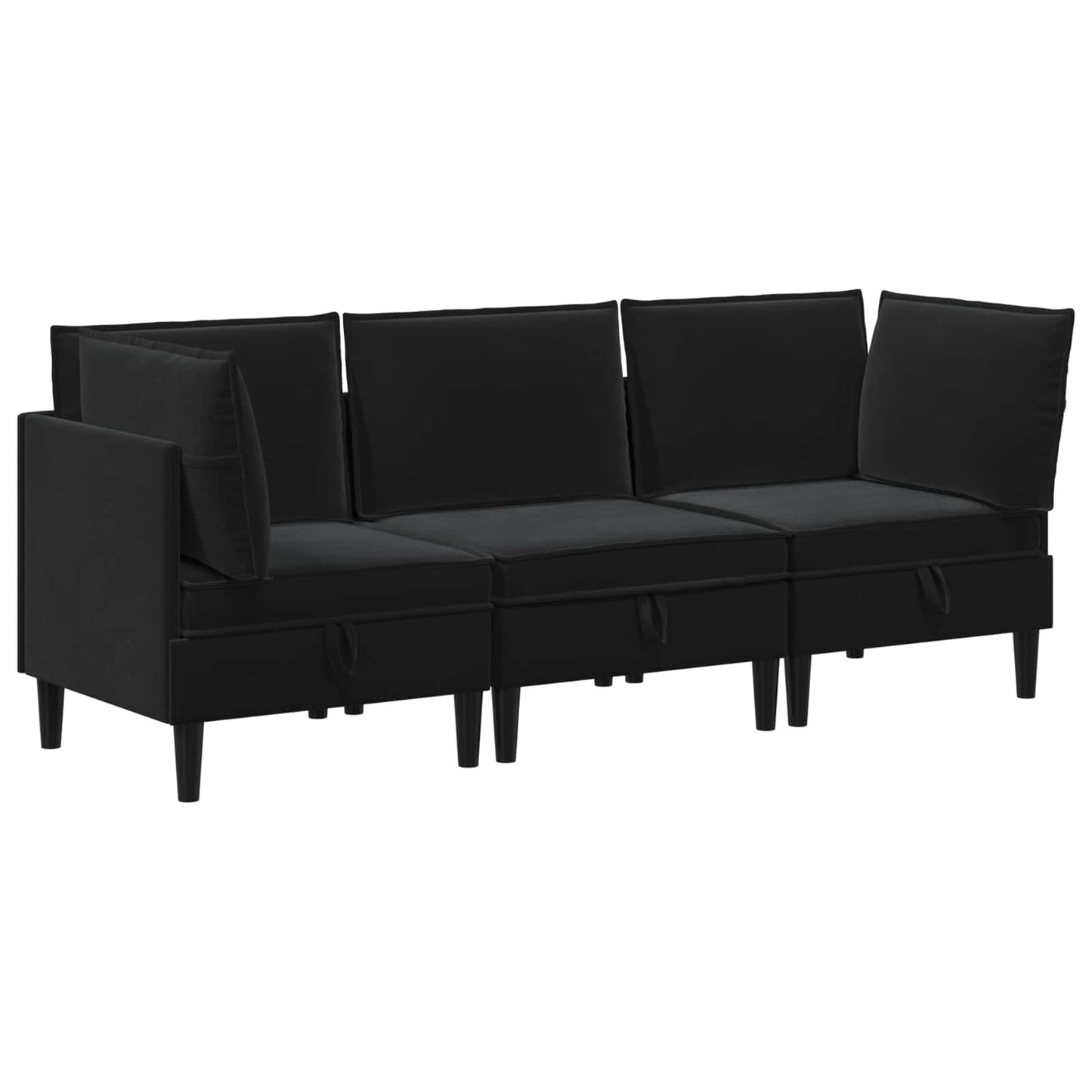 Woonkamer Meubelset met kussen met opslag 3 pcs Zwart Fluweel is nu te koop bij PeponiXL, paradijselijk wonen!