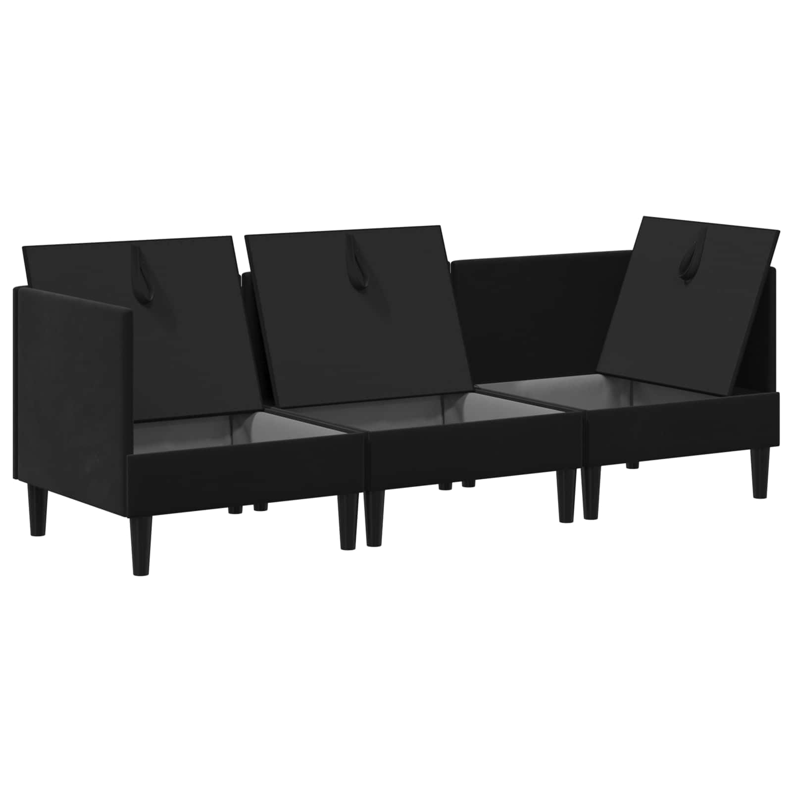 Woonkamer Meubelset met kussen met opslag 3 pcs Zwart Fluweel is nu te koop bij PeponiXL, paradijselijk wonen!