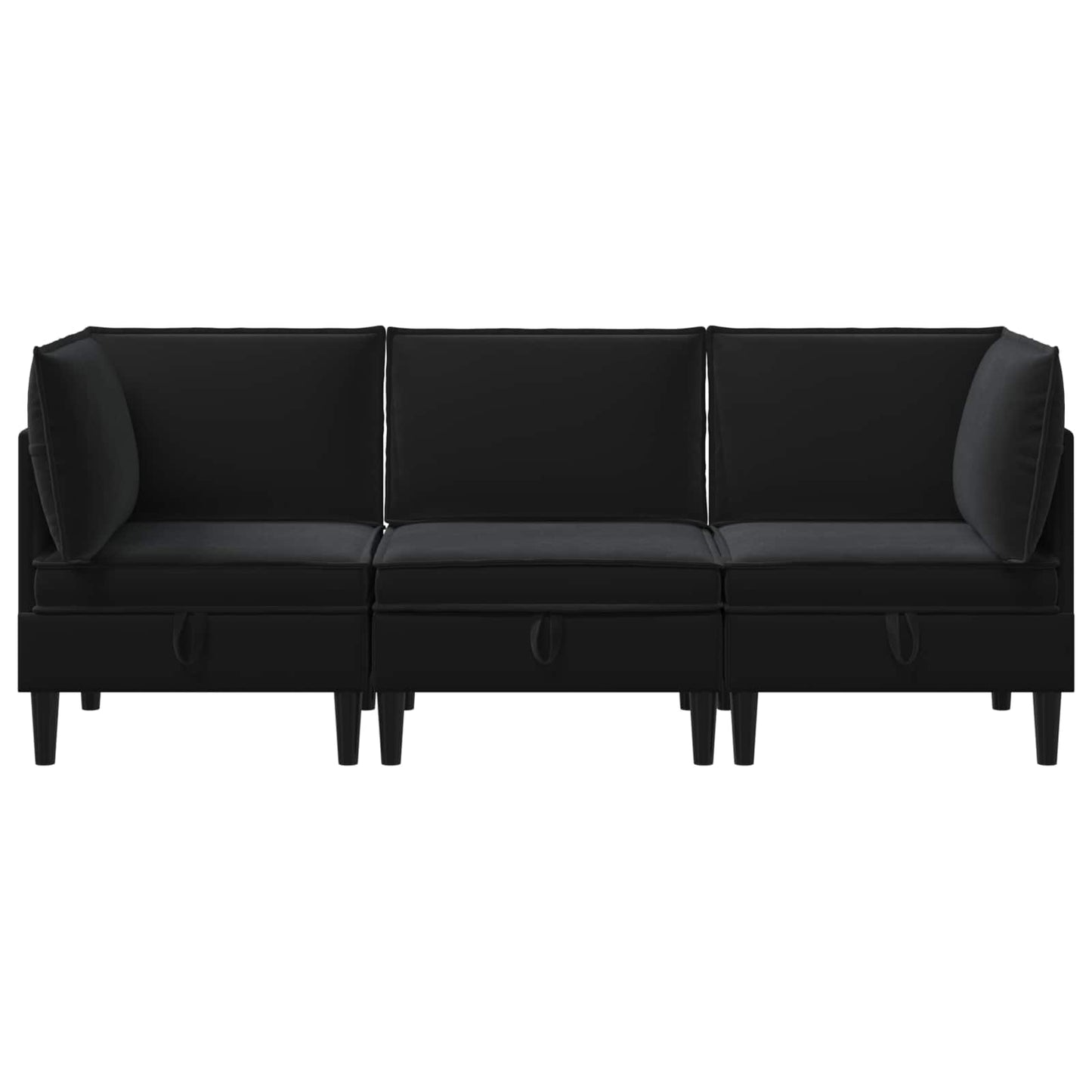 Woonkamer Meubelset met kussen met opslag 3 pcs Zwart Fluweel is nu te koop bij PeponiXL, paradijselijk wonen!