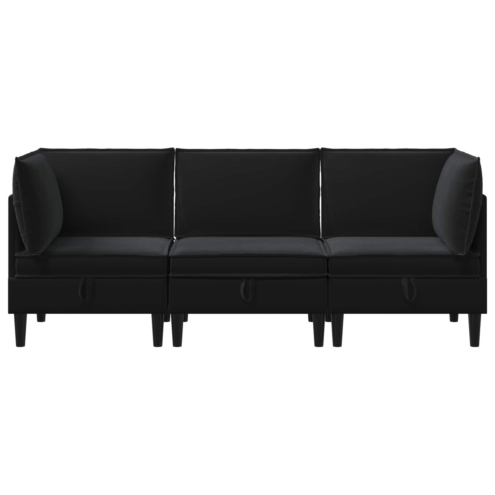 Woonkamer Meubelset met kussen met opslag 3 pcs Zwart Fluweel is nu te koop bij PeponiXL, paradijselijk wonen!