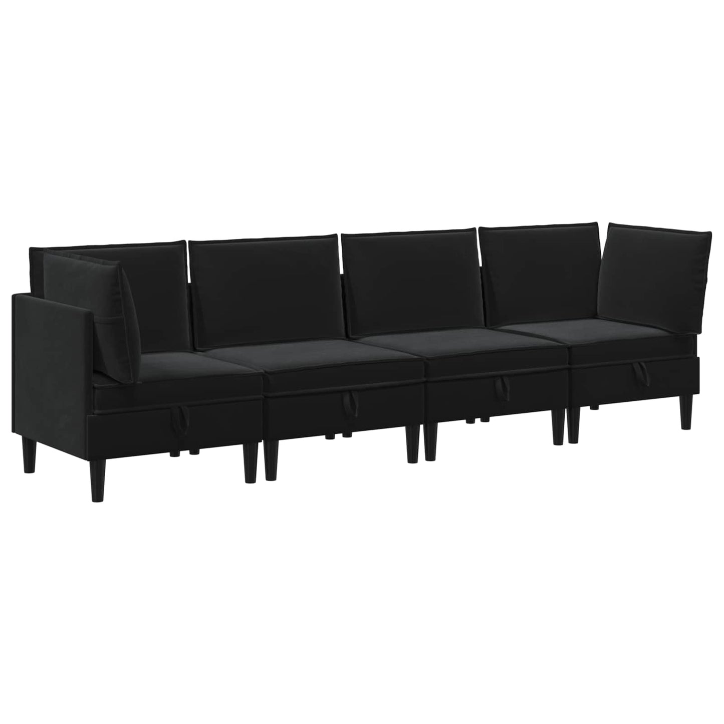 Woonkamer Meubelset met kussen met opslag 4 pcs Zwart Fluweel is nu te koop bij PeponiXL, paradijselijk wonen!
