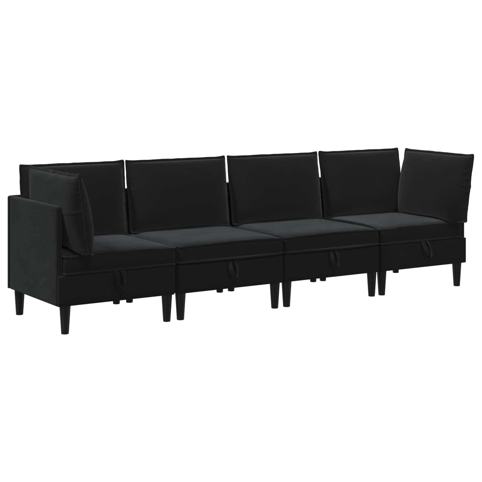 Woonkamer Meubelset met kussen met opslag 4 pcs Zwart Fluweel is nu te koop bij PeponiXL, paradijselijk wonen!