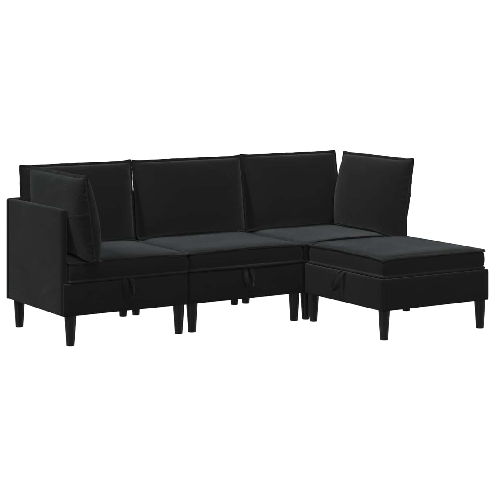 Woonkamer Meubelset met kussen met opslag 4 pcs Zwart Fluweel is nu te koop bij PeponiXL, paradijselijk wonen!