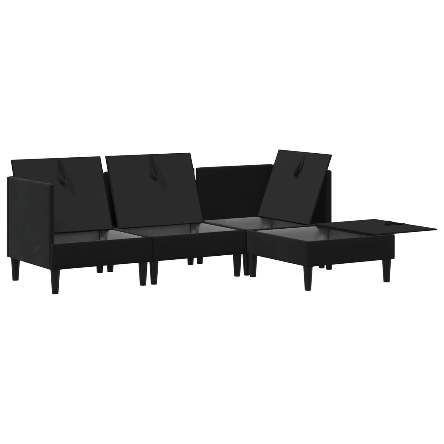 Woonkamer Meubelset met kussen met opslag 4 pcs Zwart Fluweel is nu te koop bij PeponiXL, paradijselijk wonen!
