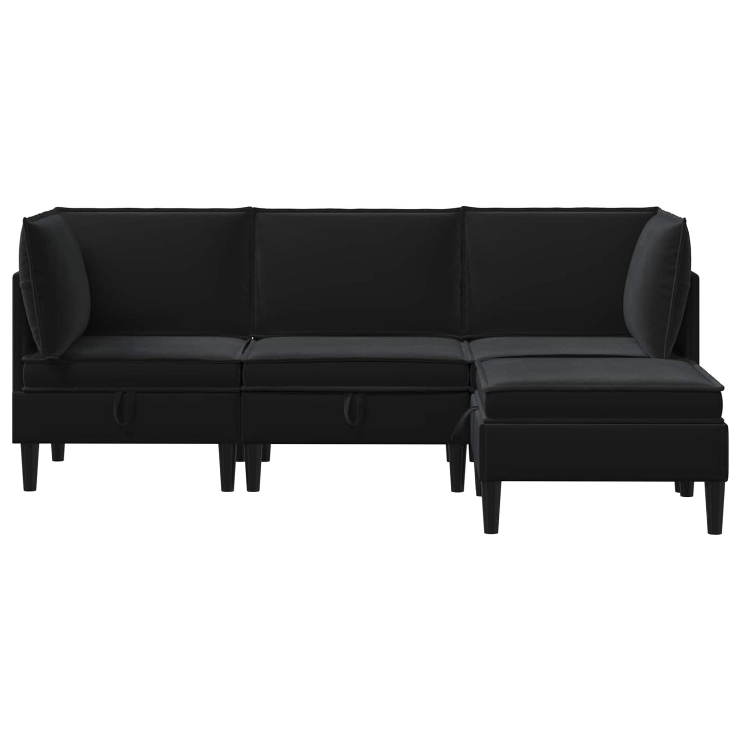 Woonkamer Meubelset met kussen met opslag 4 pcs Zwart Fluweel is nu te koop bij PeponiXL, paradijselijk wonen!