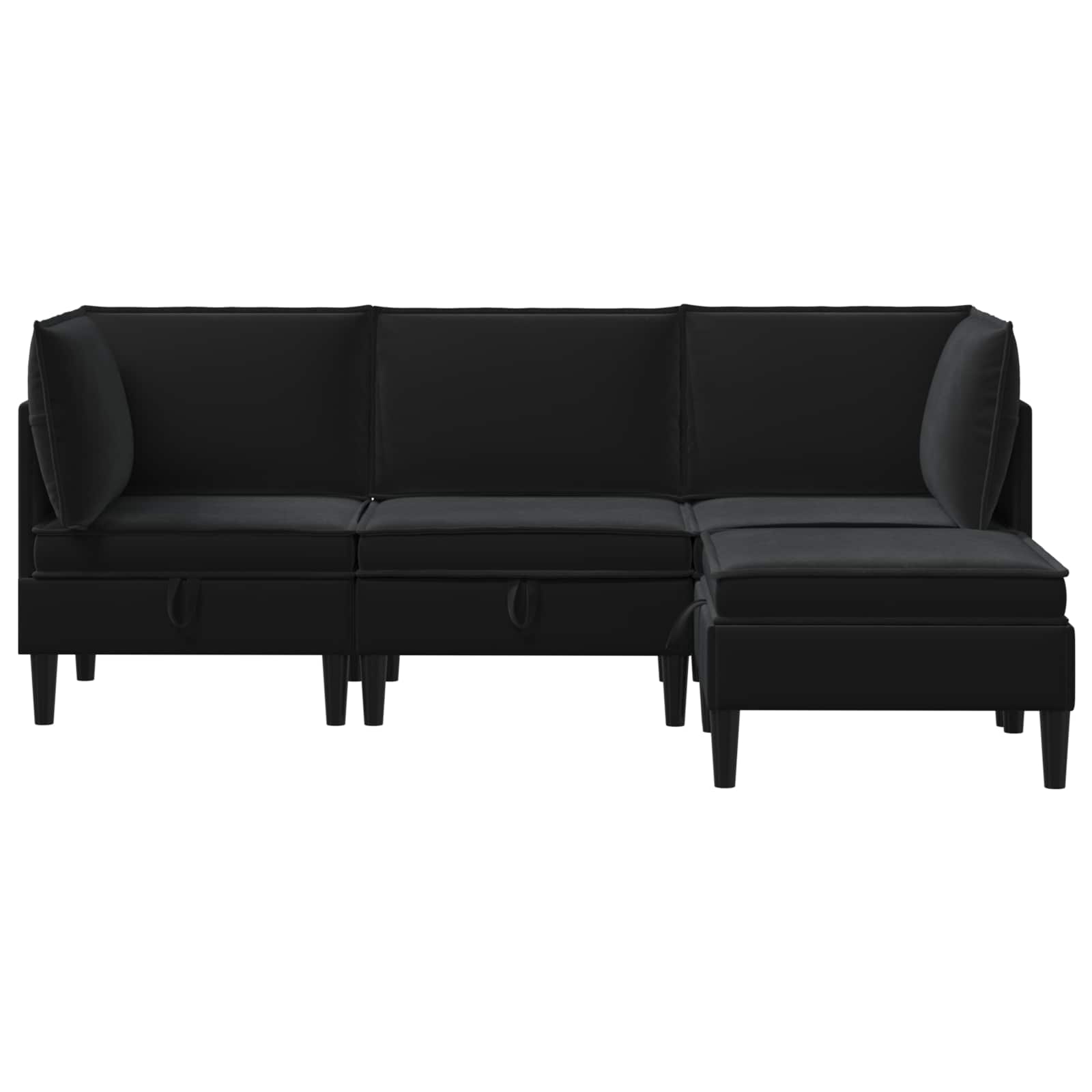 Woonkamer Meubelset met kussen met opslag 4 pcs Zwart Fluweel is nu te koop bij PeponiXL, paradijselijk wonen!