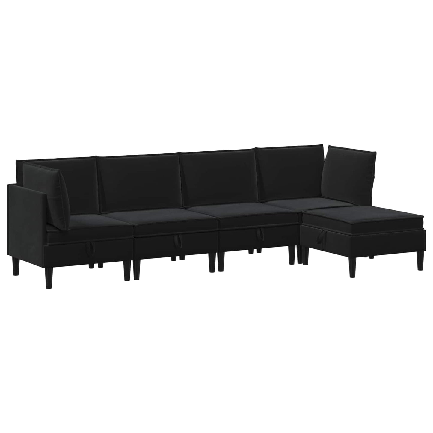 Woonkamer Meubelset met kussen met opslag 5 pcs Zwart Fluweel is nu te koop bij PeponiXL, paradijselijk wonen!