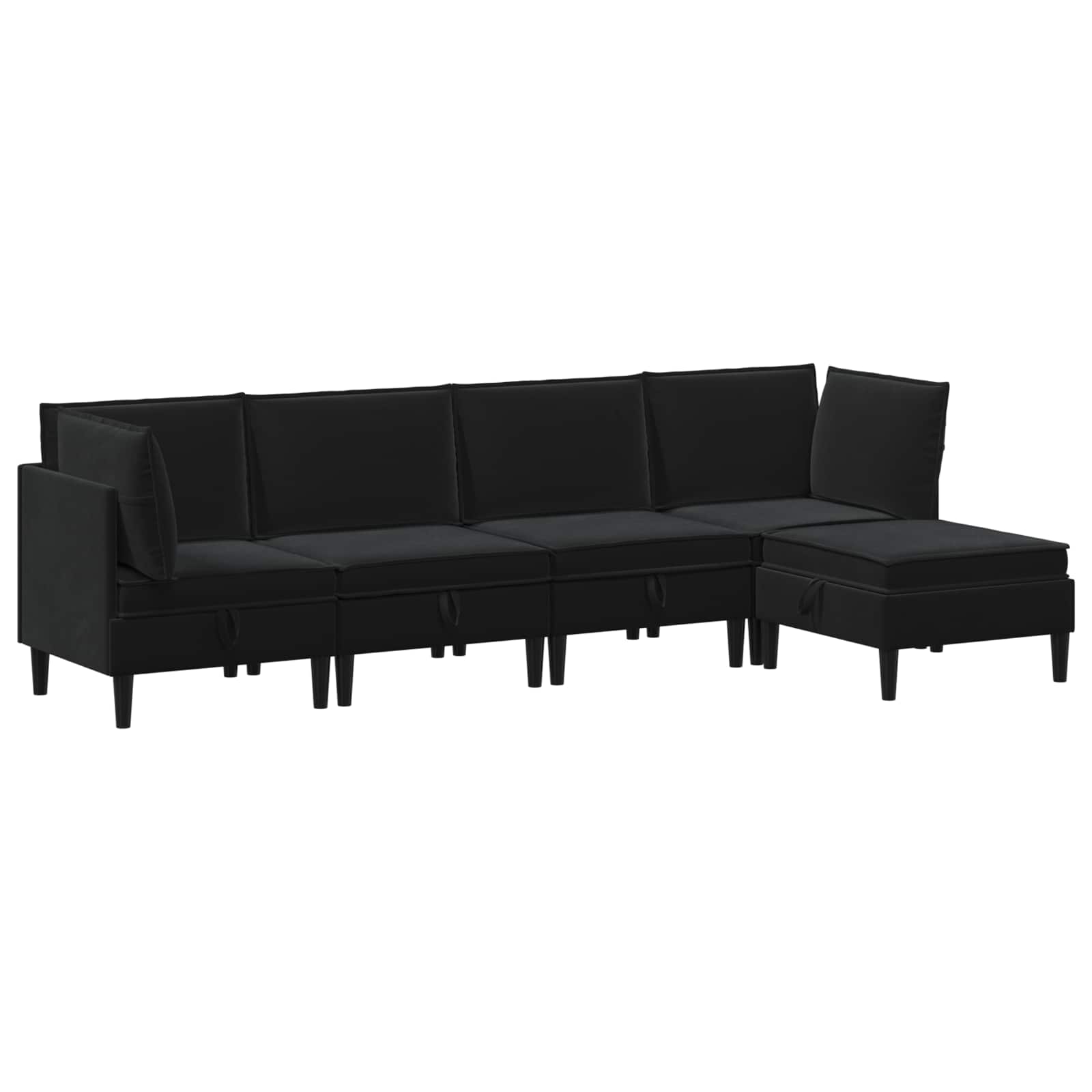 Woonkamer Meubelset met kussen met opslag 5 pcs Zwart Fluweel is nu te koop bij PeponiXL, paradijselijk wonen!