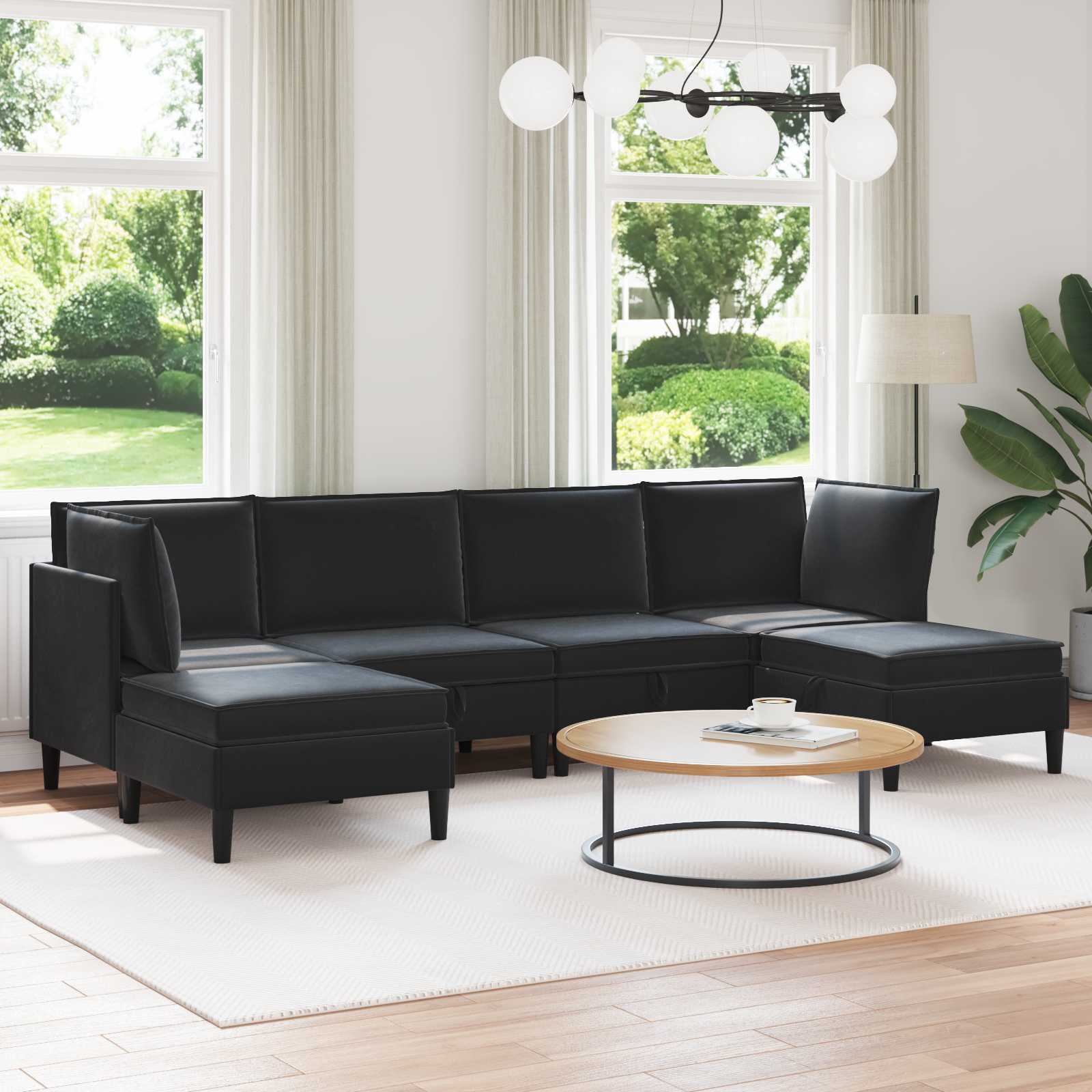 Woonkamer Meubelset met kussen met opslag 6 pcs Zwart Fluweel is nu te koop bij PeponiXL, paradijselijk wonen!