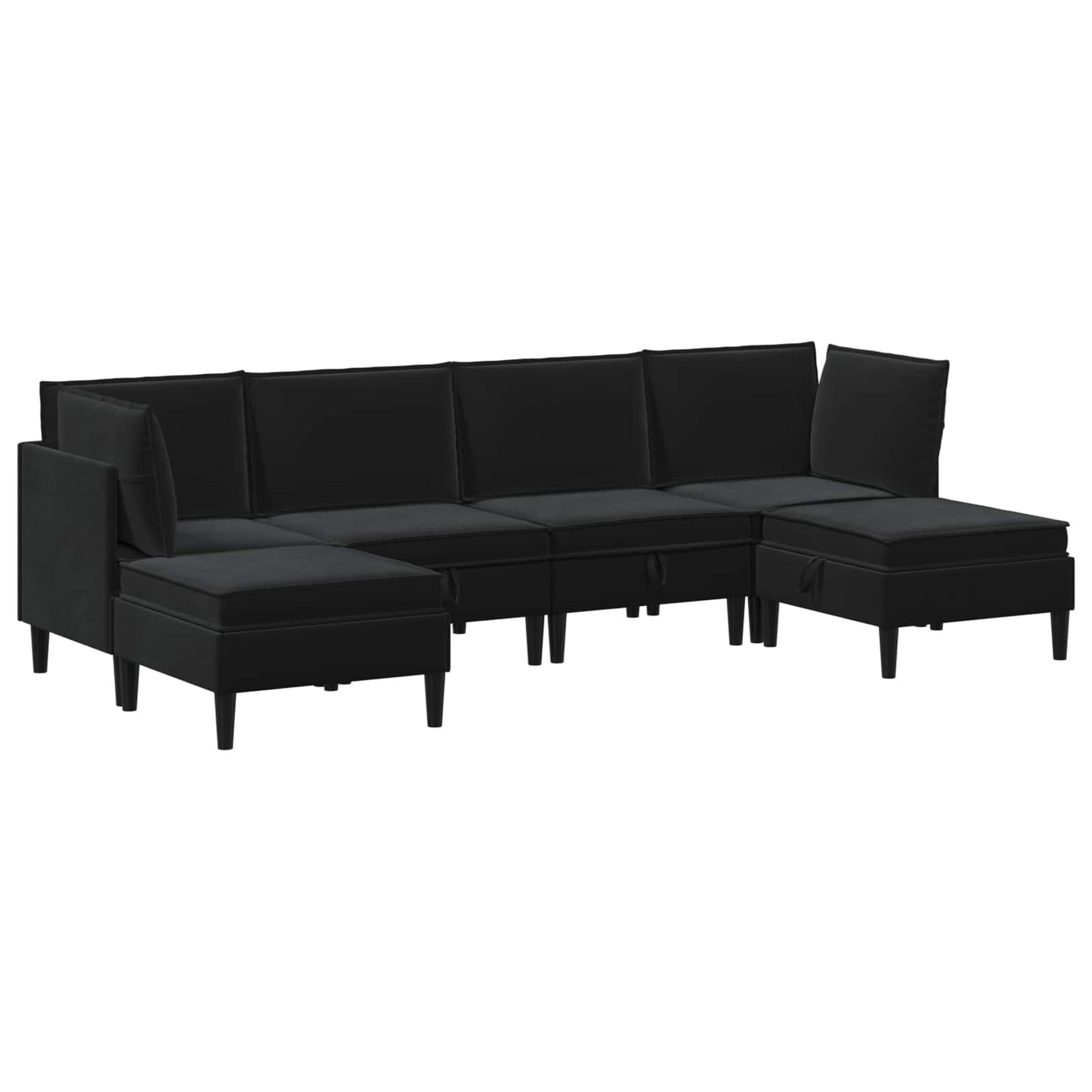 Woonkamer Meubelset met kussen met opslag 6 pcs Zwart Fluweel is nu te koop bij PeponiXL, paradijselijk wonen!