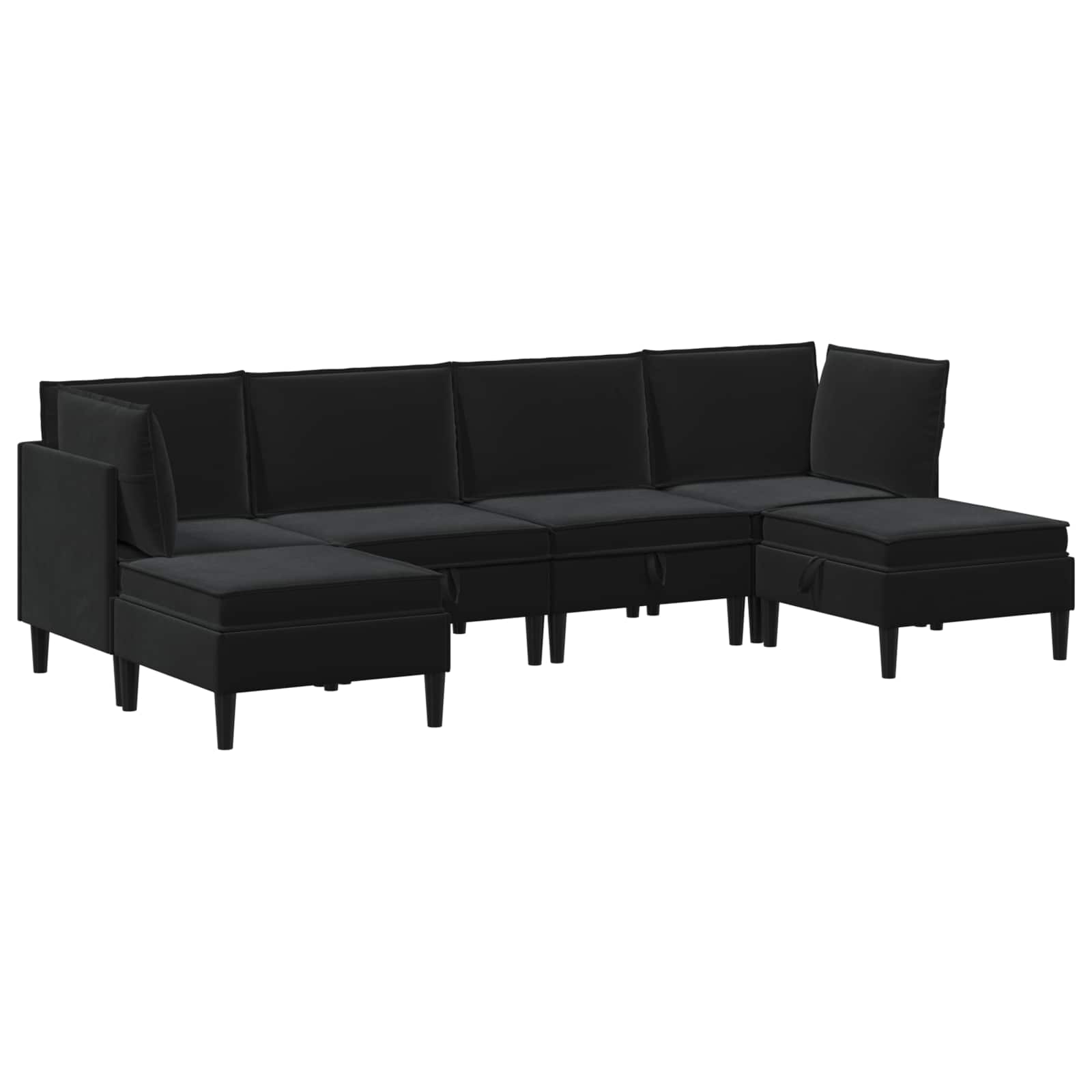 Woonkamer Meubelset met kussen met opslag 6 pcs Zwart Fluweel is nu te koop bij PeponiXL, paradijselijk wonen!