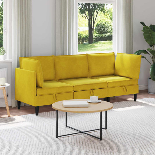 Woonkamer Meubelset met kussen met opslag 3 pcs Geel Fluweel is nu te koop bij PeponiXL, paradijselijk wonen!