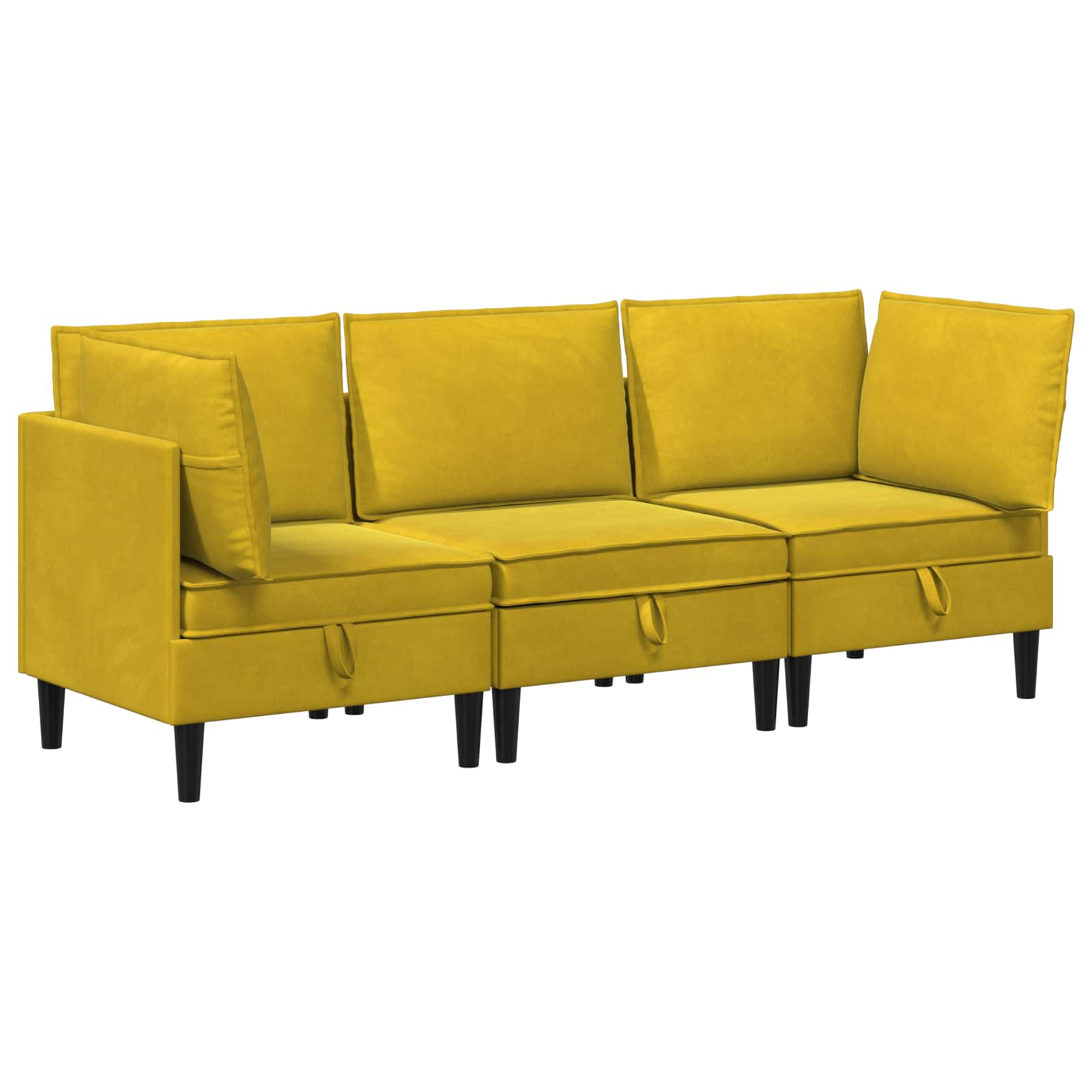 Woonkamer Meubelset met kussen met opslag 3 pcs Geel Fluweel is nu te koop bij PeponiXL, paradijselijk wonen!