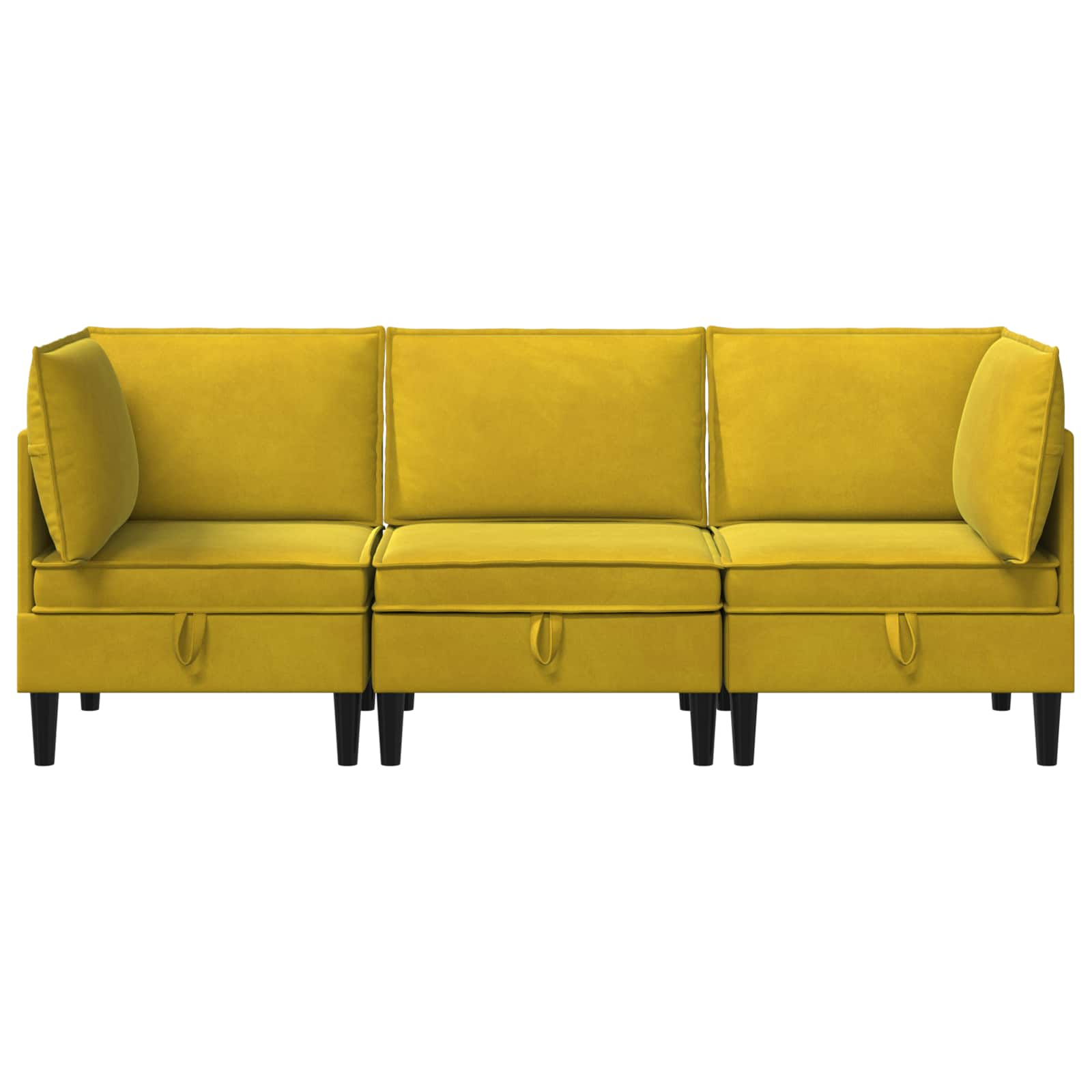 Woonkamer Meubelset met kussen met opslag 3 pcs Geel Fluweel is nu te koop bij PeponiXL, paradijselijk wonen!