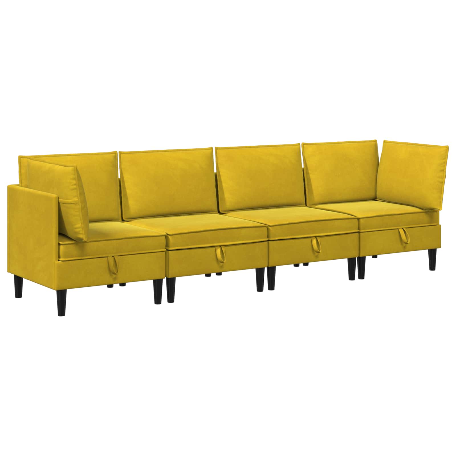 Woonkamer Meubelset met kussen met opslag 4 pcs Geel Fluweel is nu te koop bij PeponiXL, paradijselijk wonen!