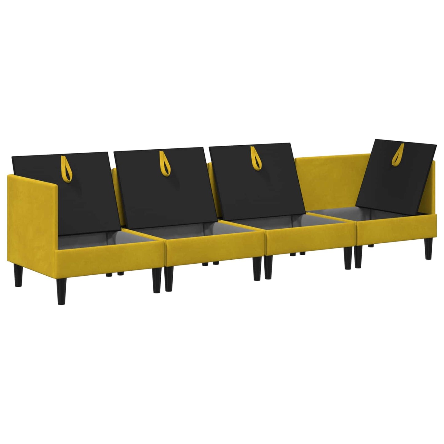 Woonkamer Meubelset met kussen met opslag 4 pcs Geel Fluweel is nu te koop bij PeponiXL, paradijselijk wonen!