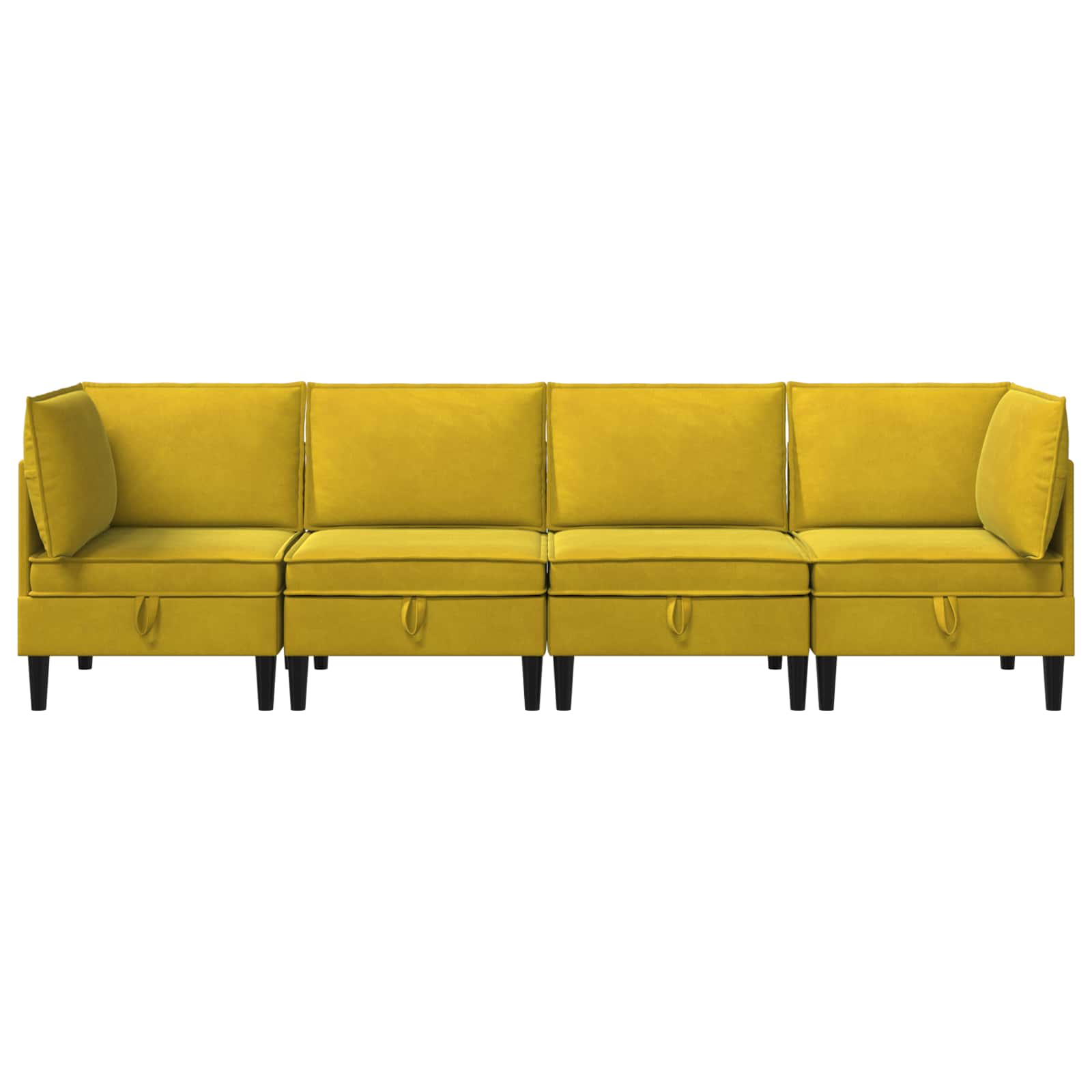 Woonkamer Meubelset met kussen met opslag 4 pcs Geel Fluweel is nu te koop bij PeponiXL, paradijselijk wonen!